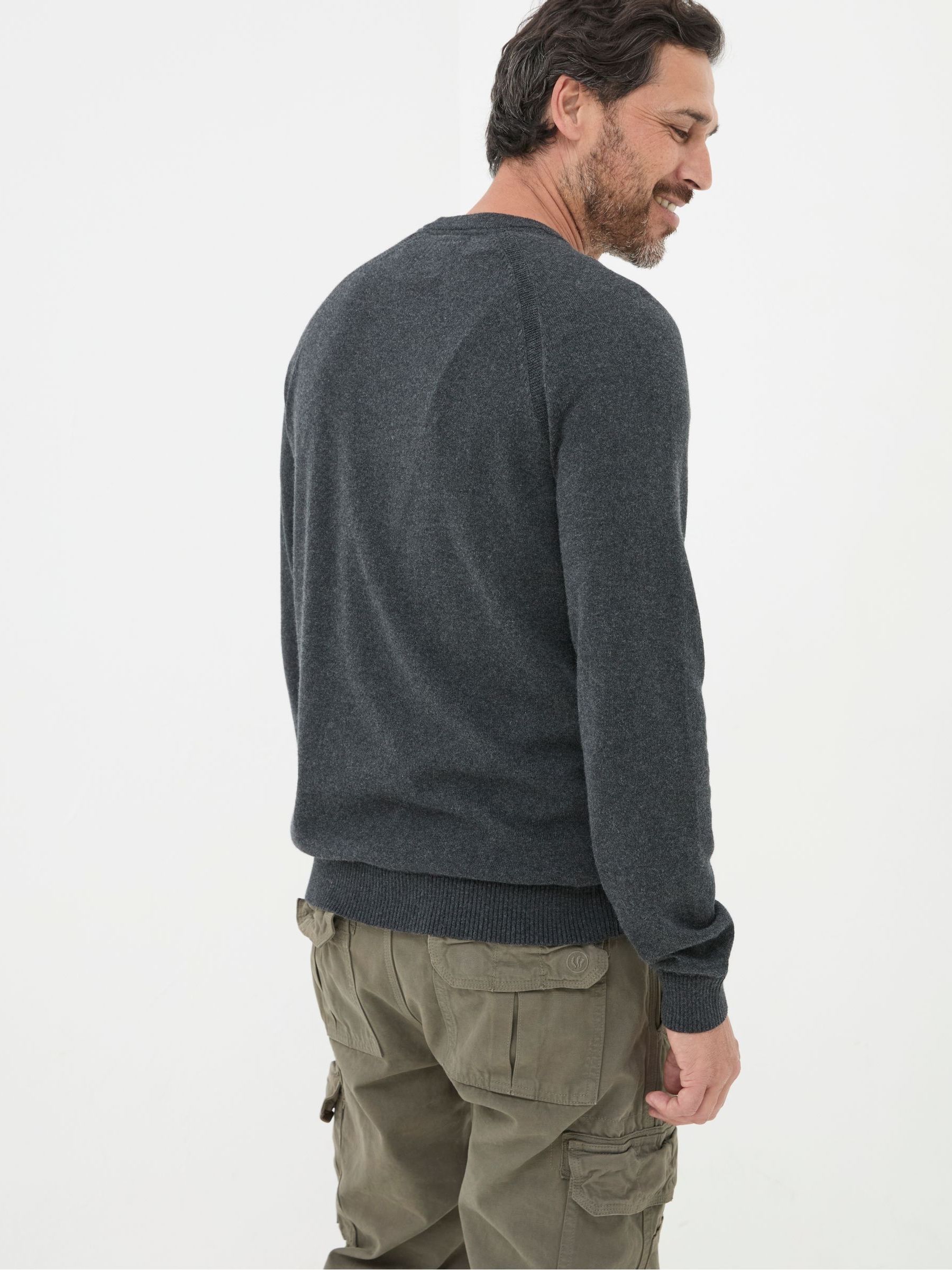 Rye Charcoal Grey Cotton Cashmere Crew Neck Jumper - Image 2 of 3