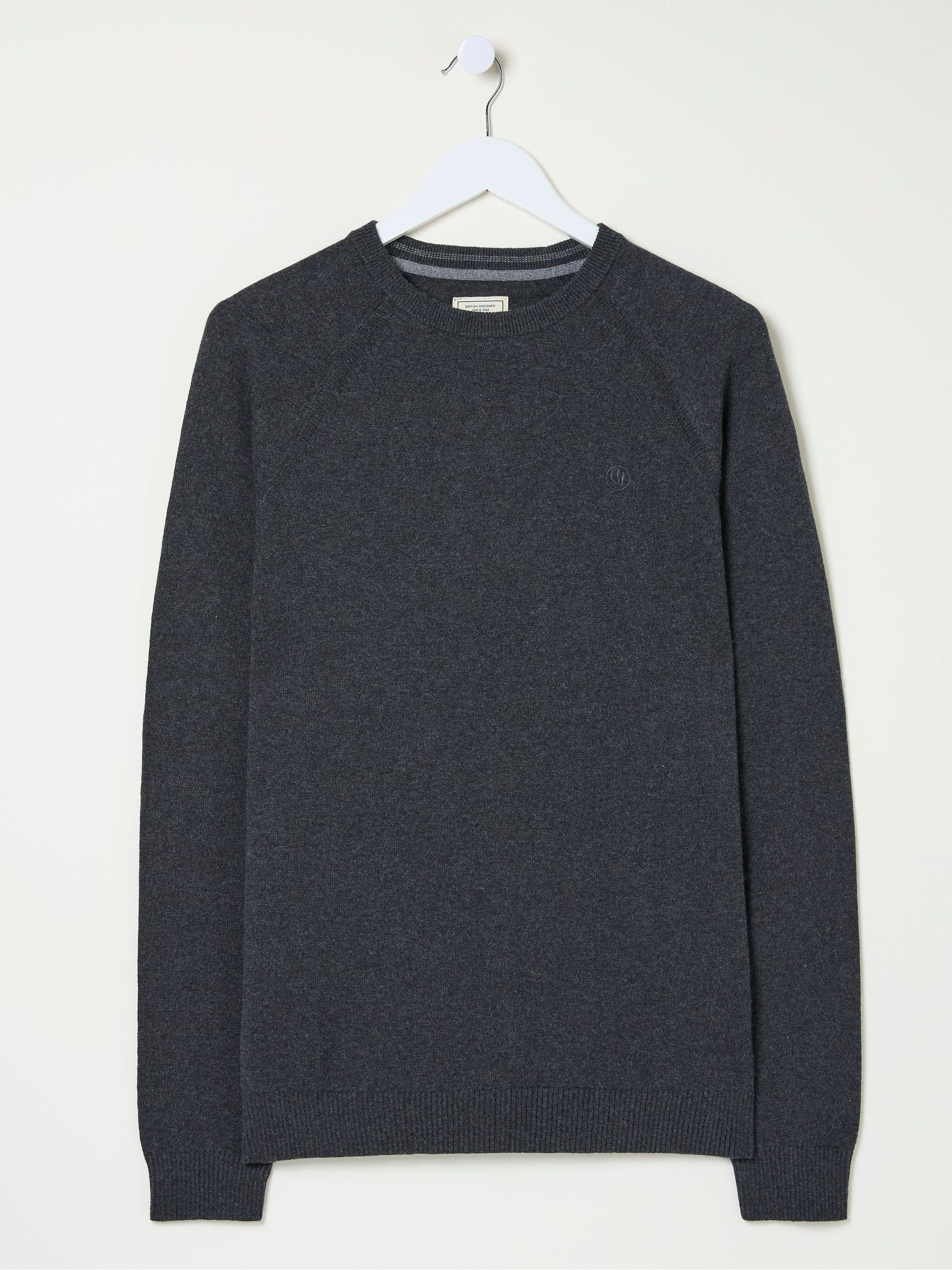 Rye Charcoal Grey Cotton Cashmere Crew Neck Jumper - Image 3 of 3