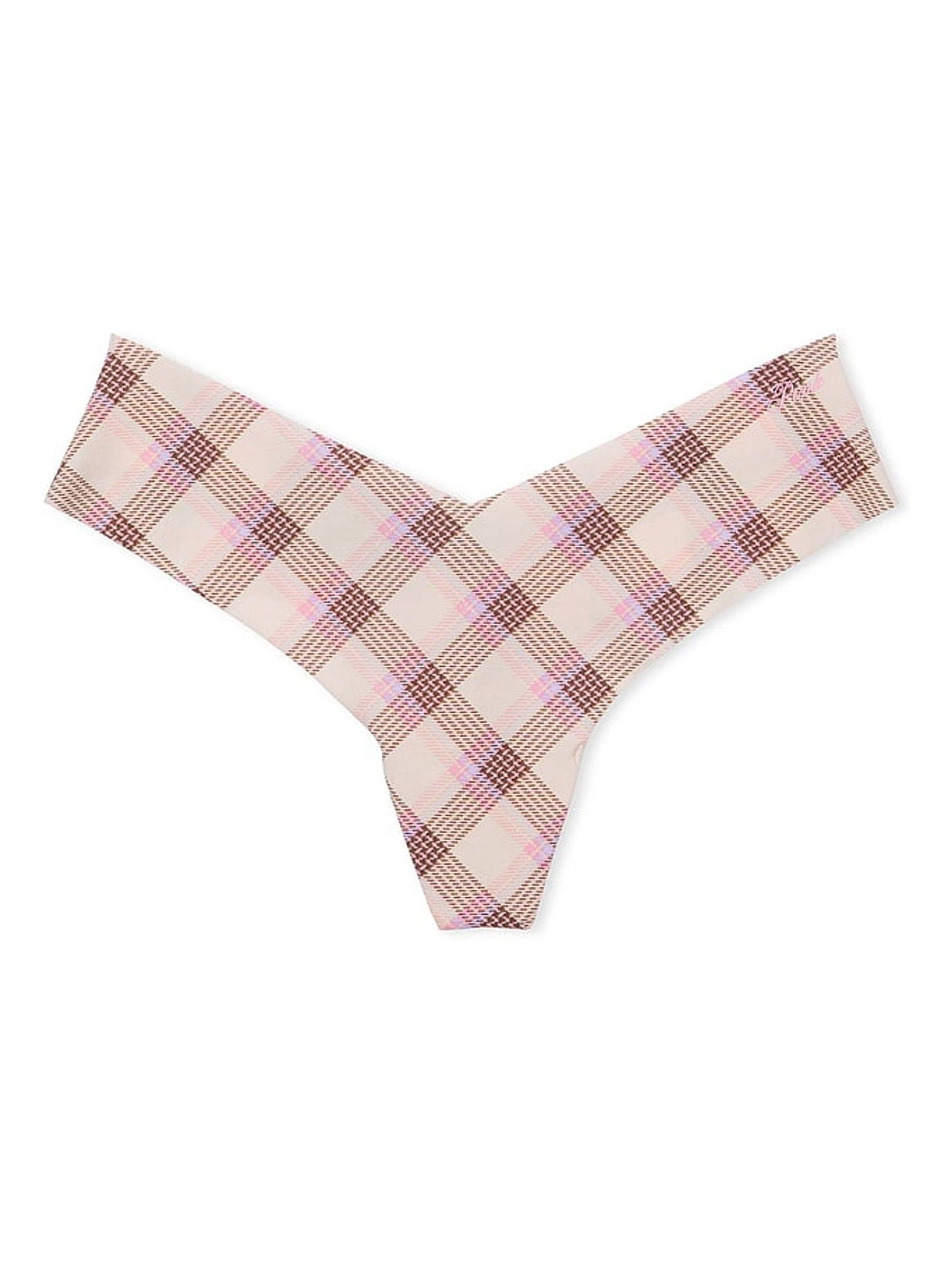 Moonstone Pink Plaid High Leg Thong Knickers - Image 3 of 3