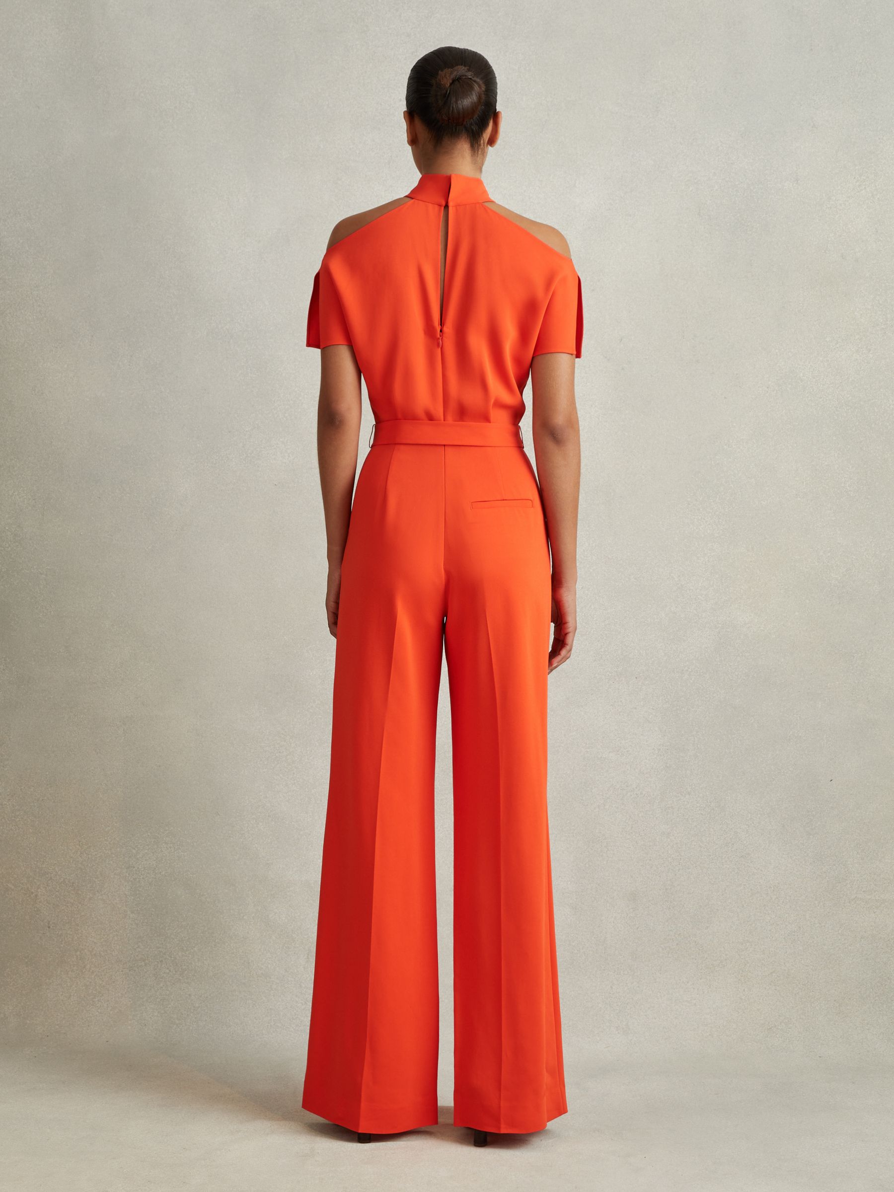 Split Sleeve Twist Neck Jumpsuit in Orange - Image 4 of 5