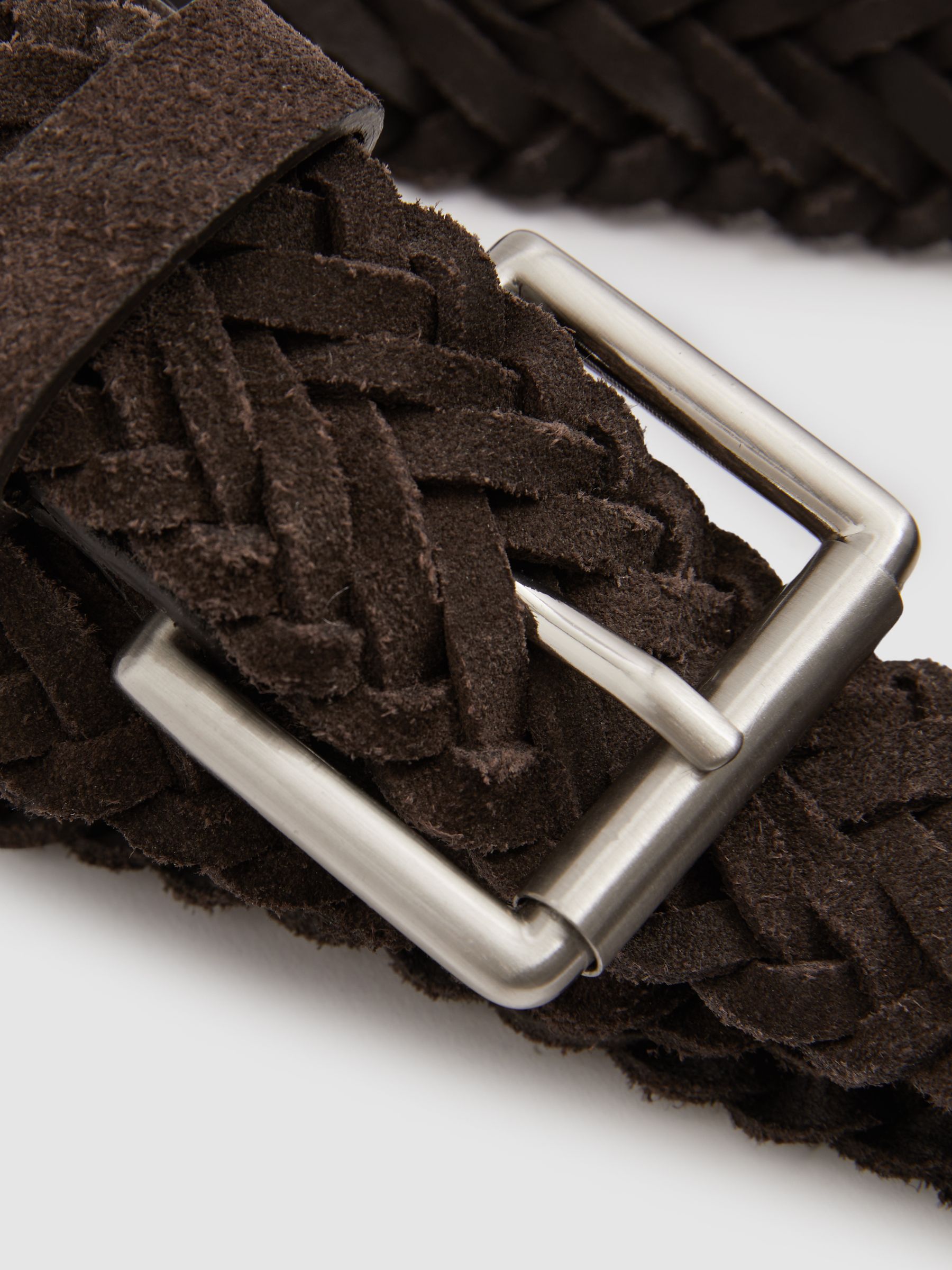 Suede Woven Belt in Chocolate Brown - Image 4 of 4