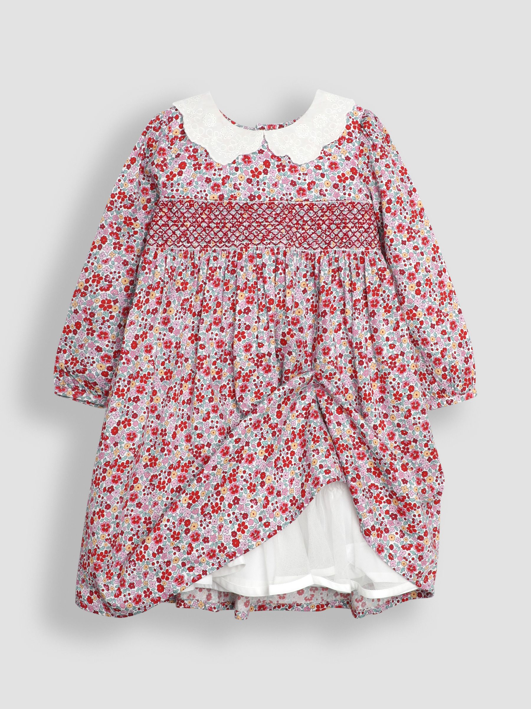 Cream Winter Floral Smocked Party Dress - Image 2 of 3