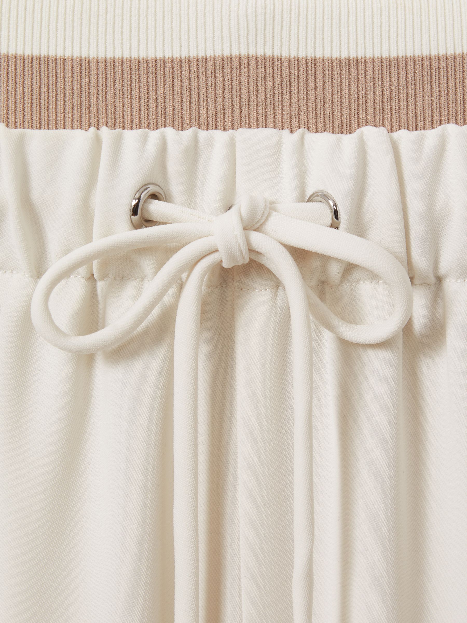 Petite Waistband Detail Wide Leg Trousers in Cream - Image 6 of 7