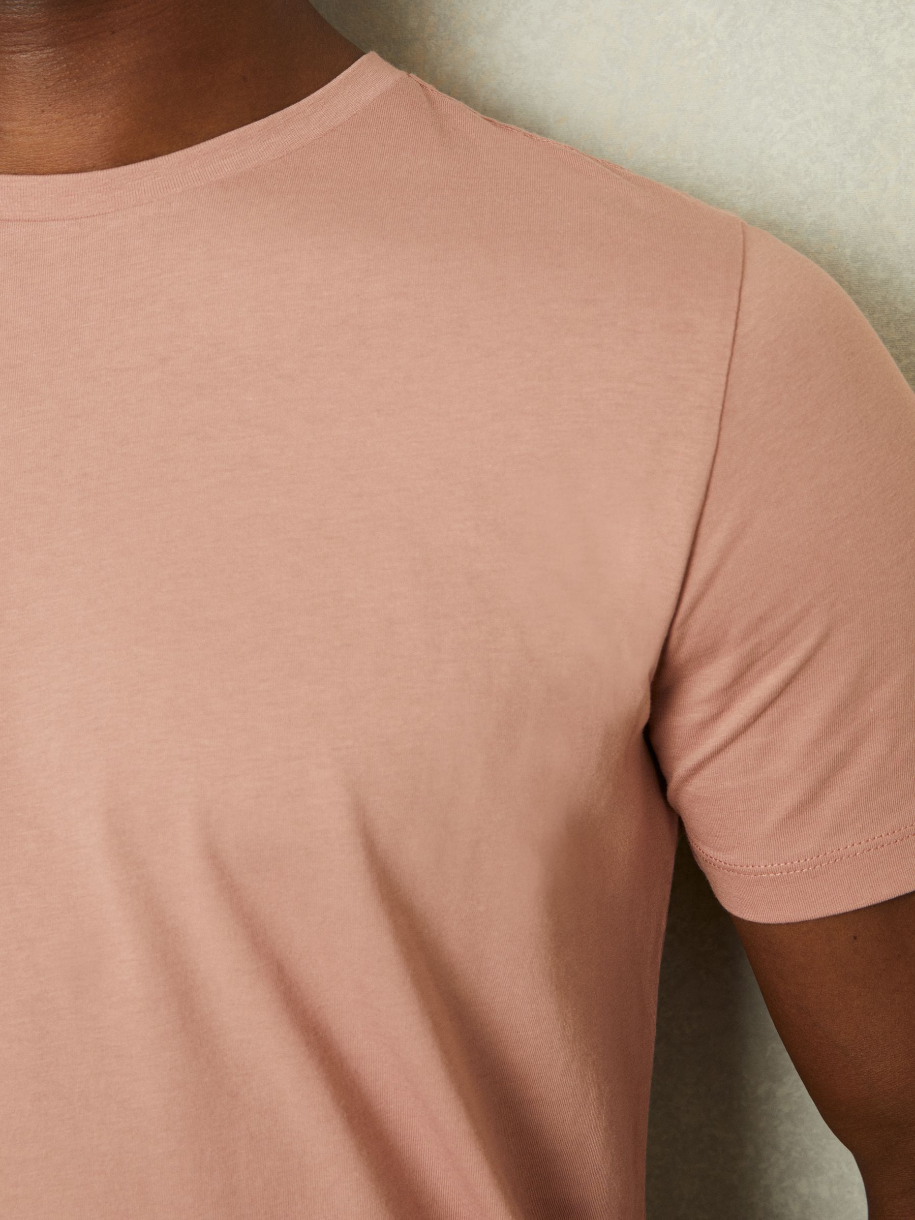 100% Cotton Crew Neck T-Shirt in Dusty Pink - Image 3 of 5