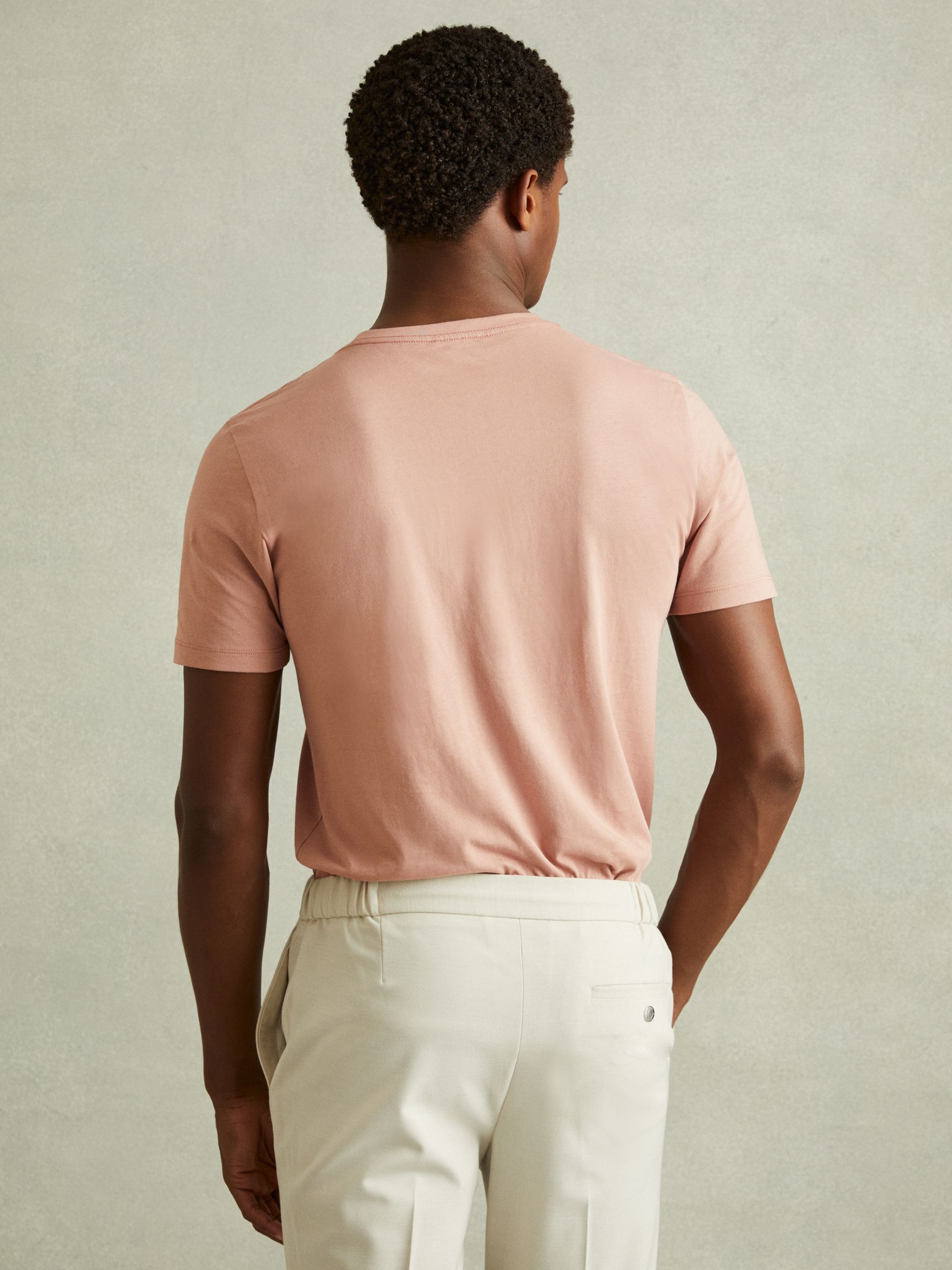 100% Cotton Crew Neck T-Shirt in Dusty Pink - Image 4 of 5