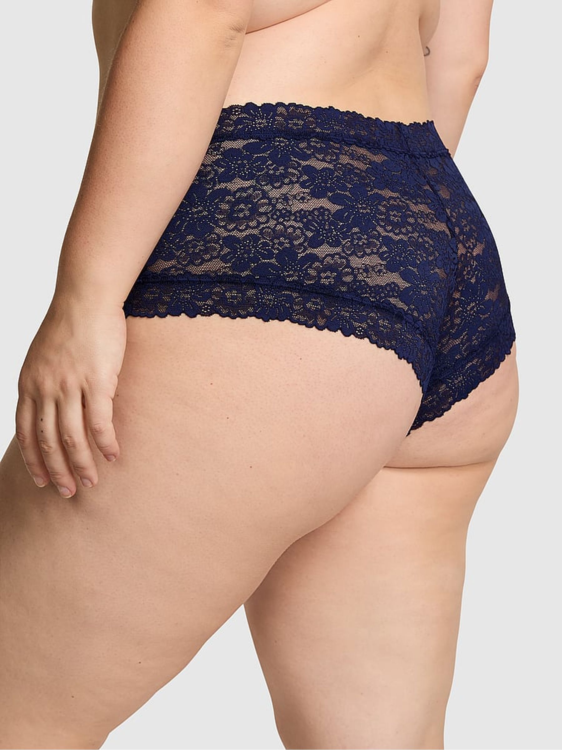 Midnight Navy Blue Cheeky Floral Lace Knickers - Image 2 of 3