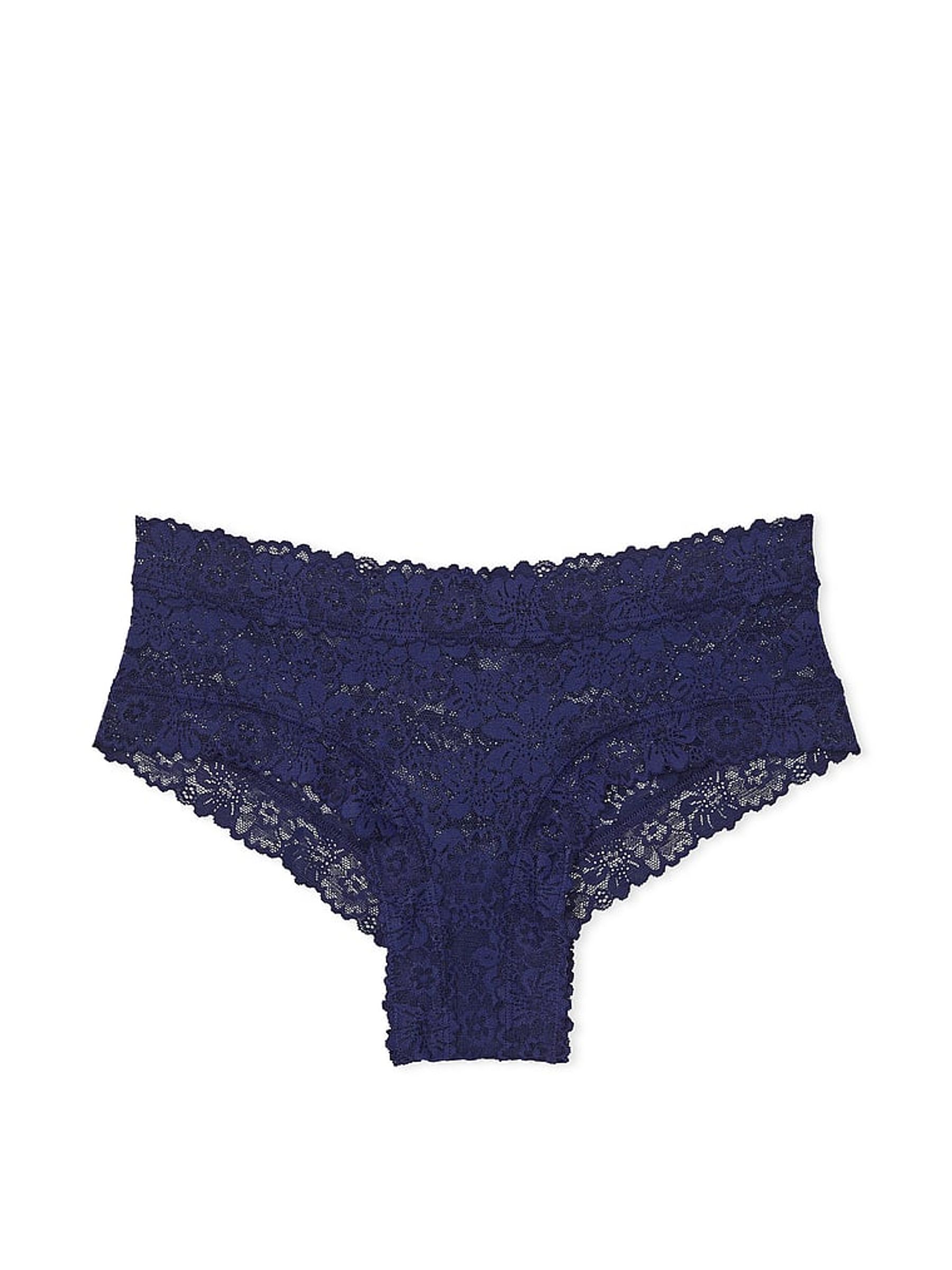 Midnight Navy Blue Cheeky Floral Lace Knickers - Image 3 of 3