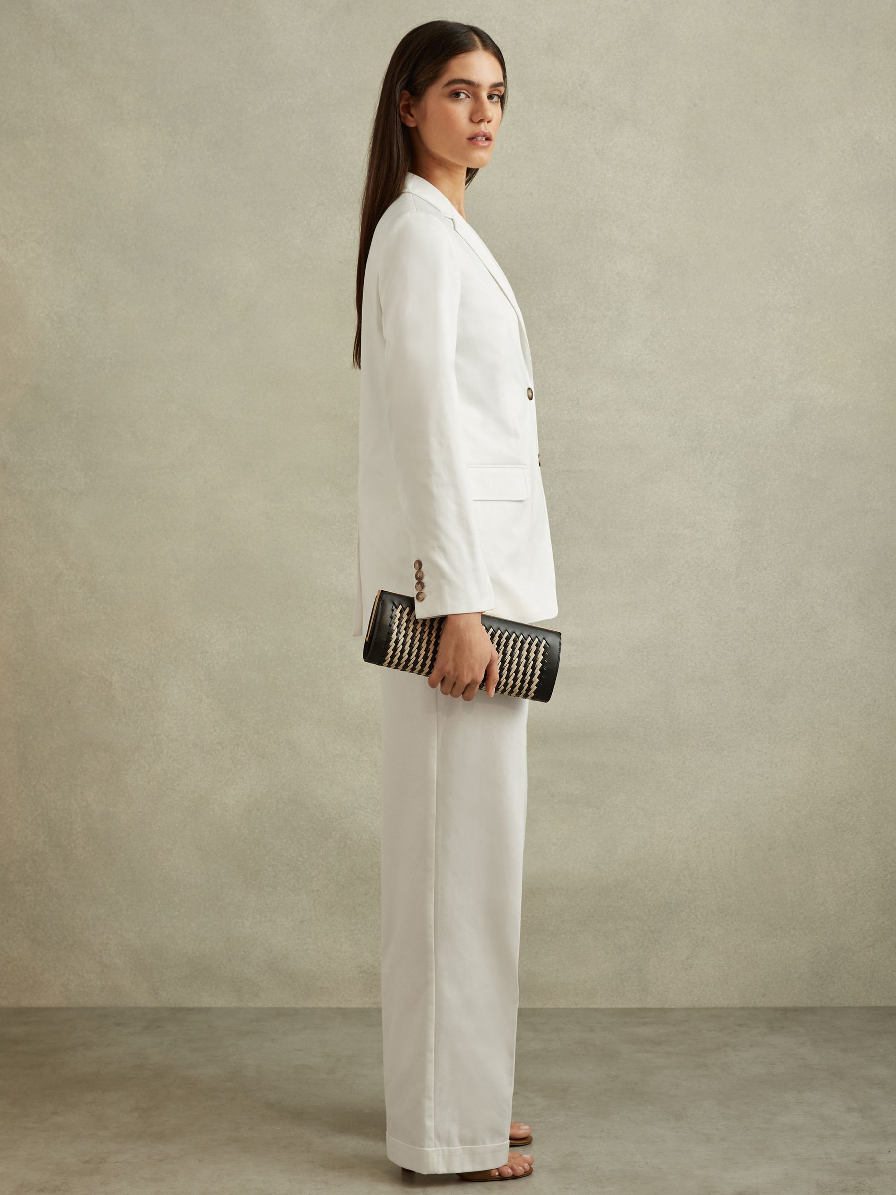 Reiss Tailored Single Breasted Suit Blazer in White REISS