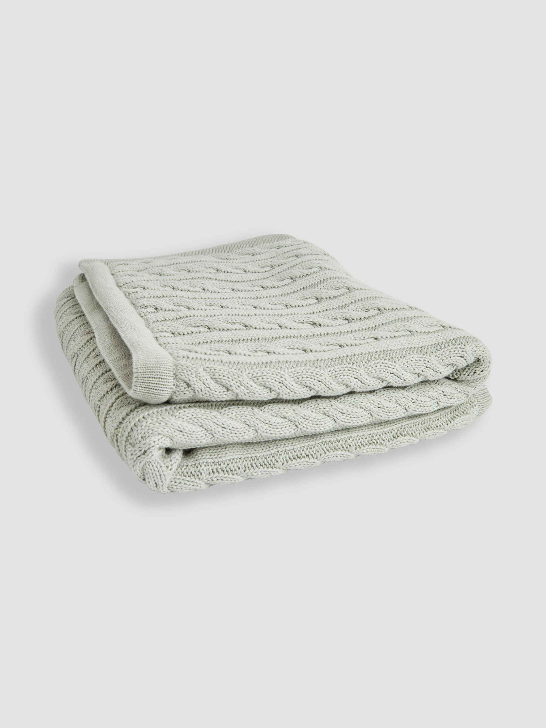 Sage Cable Knit Sherpa Fleece Blanket - Image 2 of 5