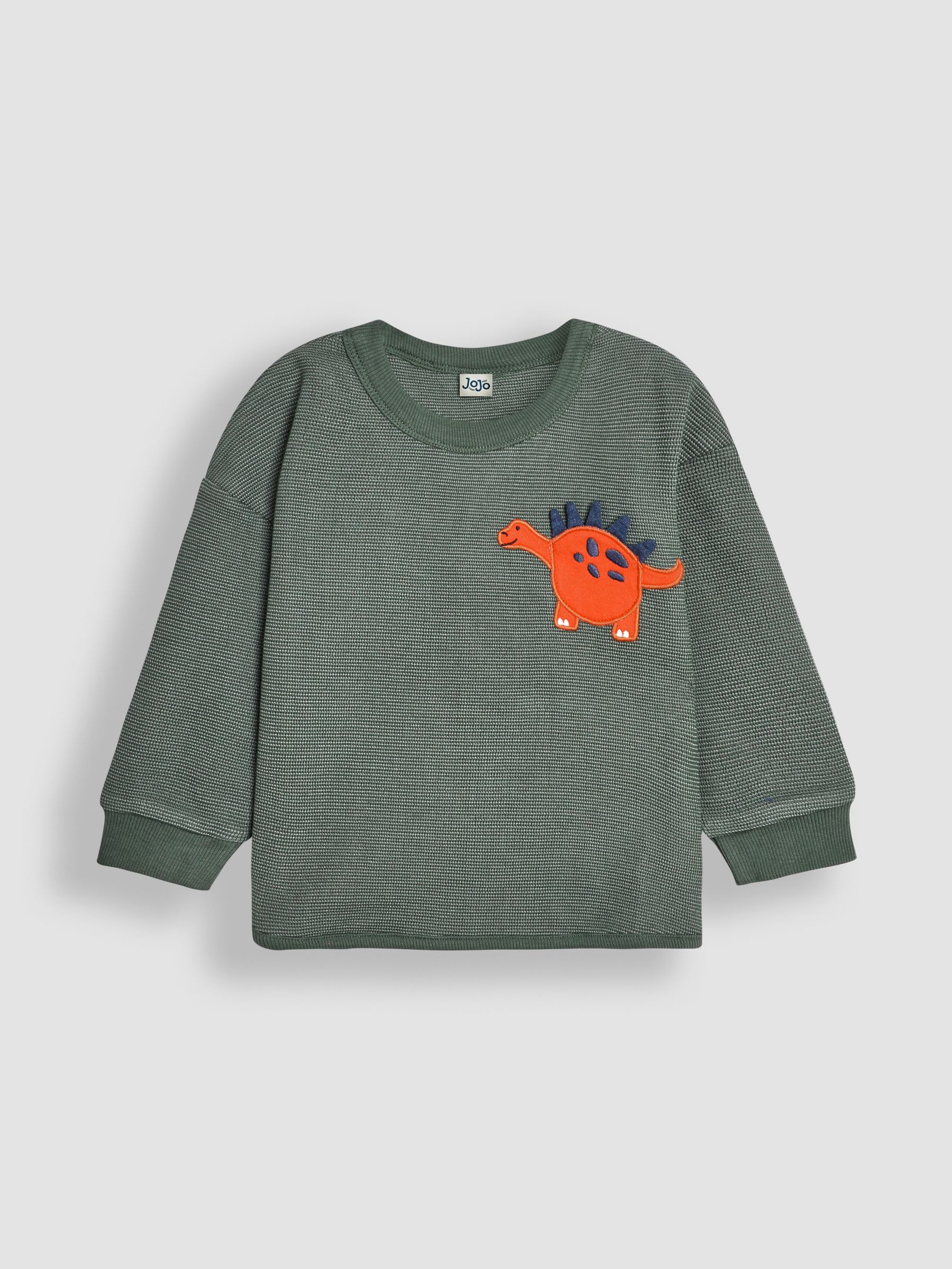 Khaki Green DInosaur Appliqué Pocket Top - Image 1 of 3