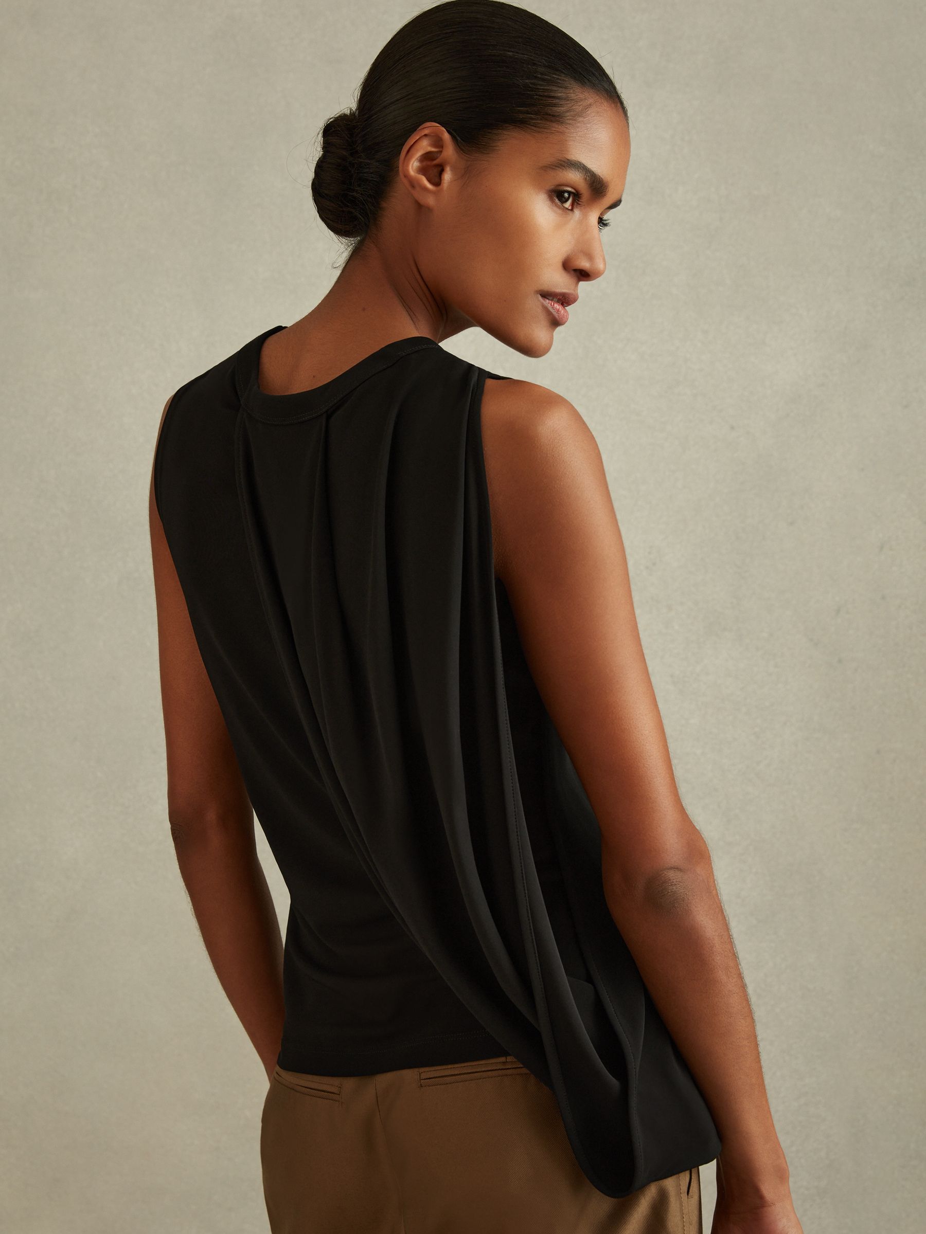 Draped Layered Top in Black - Image 4 of 5