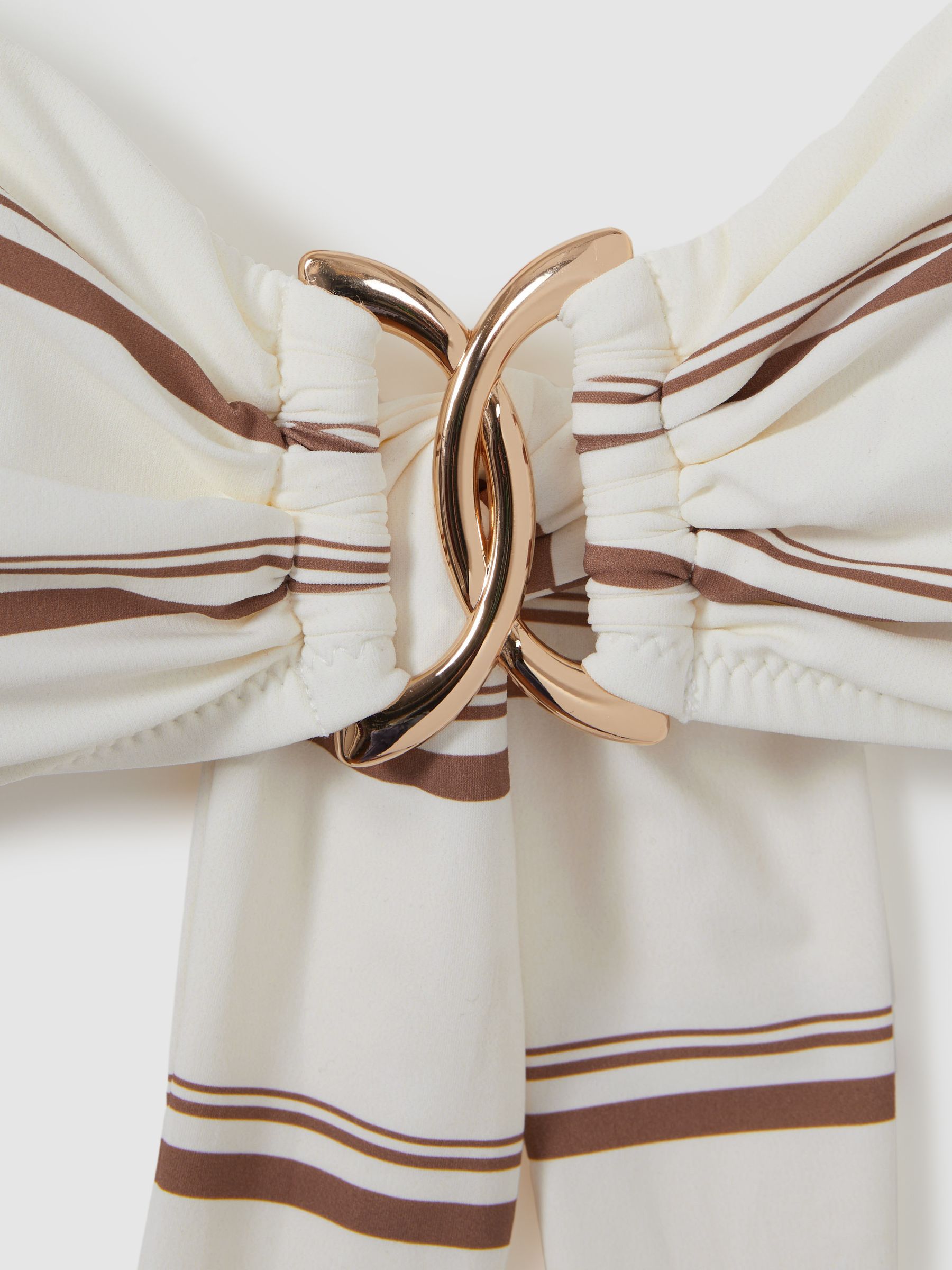 Striped Removable Strap Bikini Top in Cream/Brown - Image 6 of 6