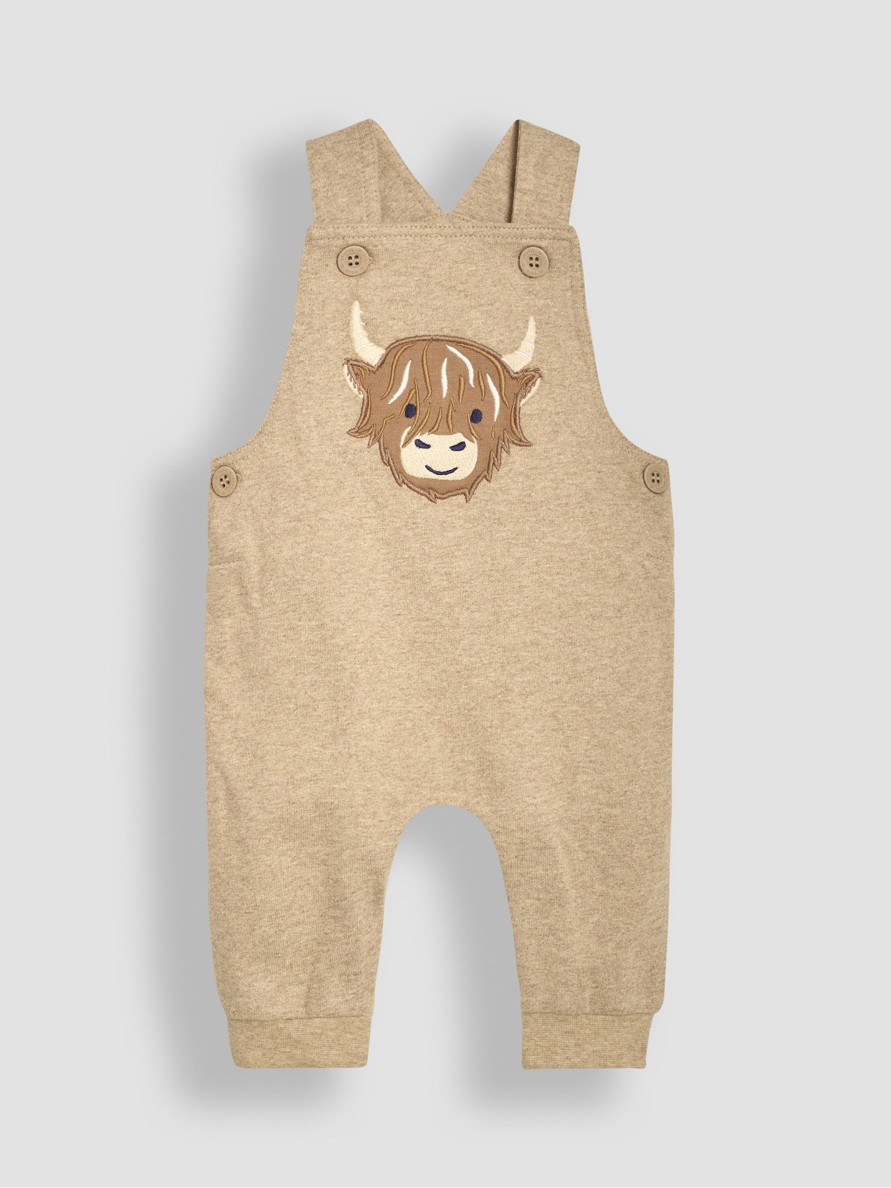 Mocha Brown Highland Cow Appliqué Dungarees & Top Set - Image 2 of 6