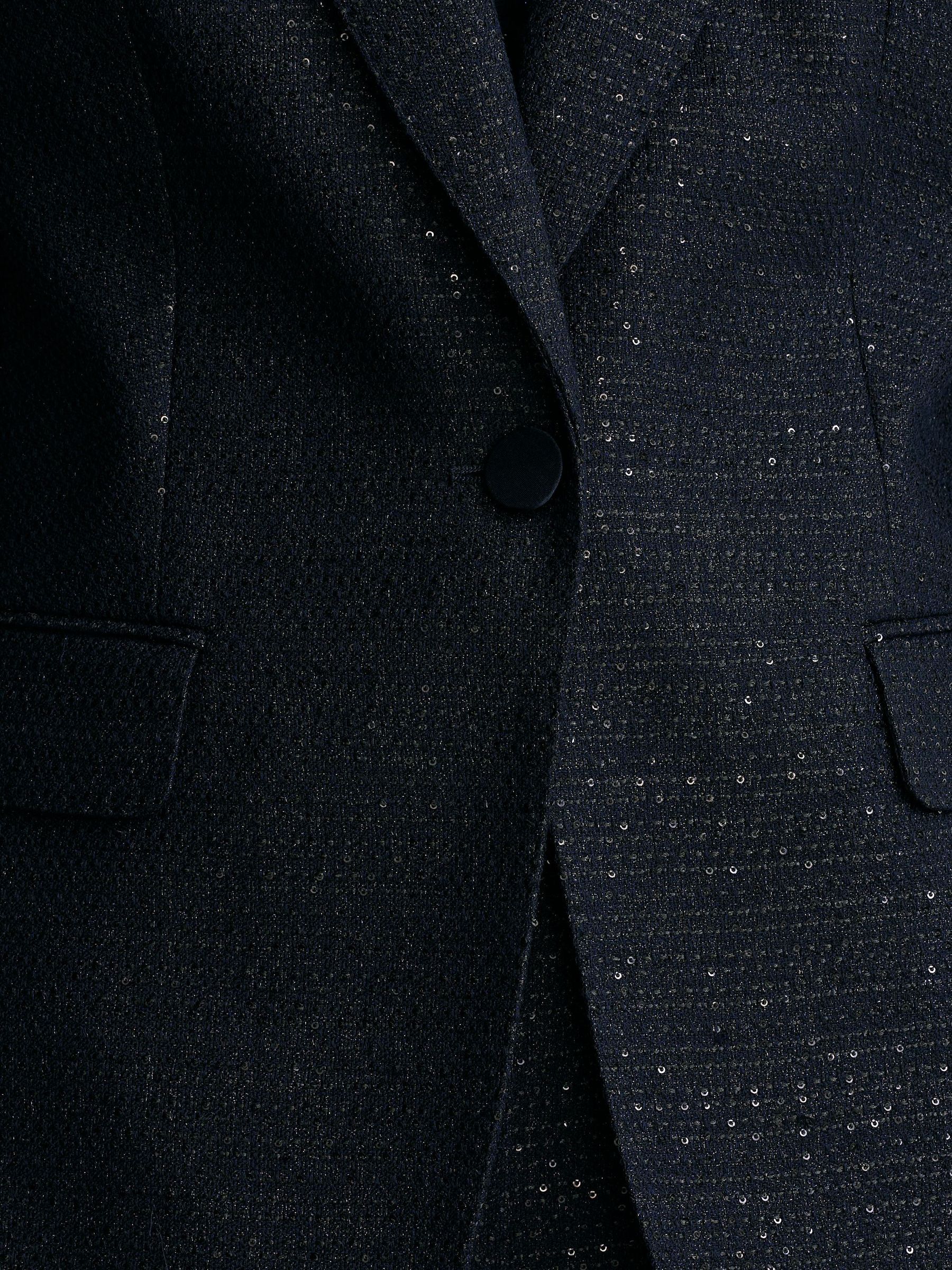Petite Sequin-Detail Single-Breasted Woven Blazer in Navy - Image 6 of 9