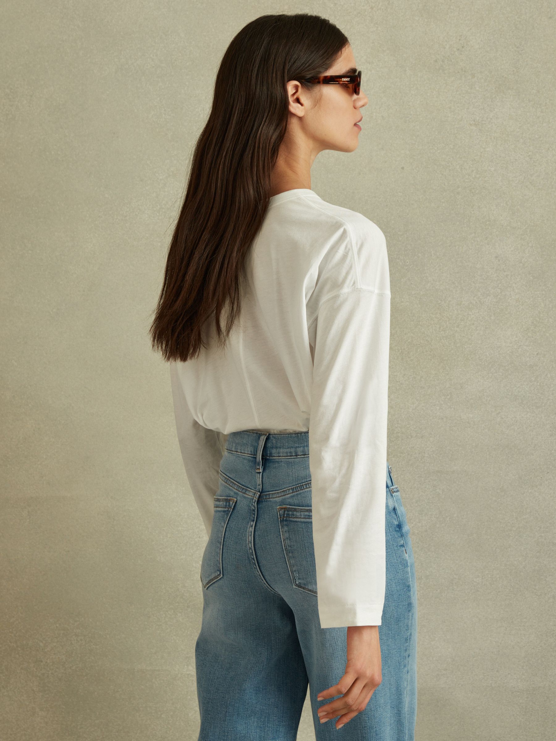 Cotton Henley Top in White - Image 4 of 6
