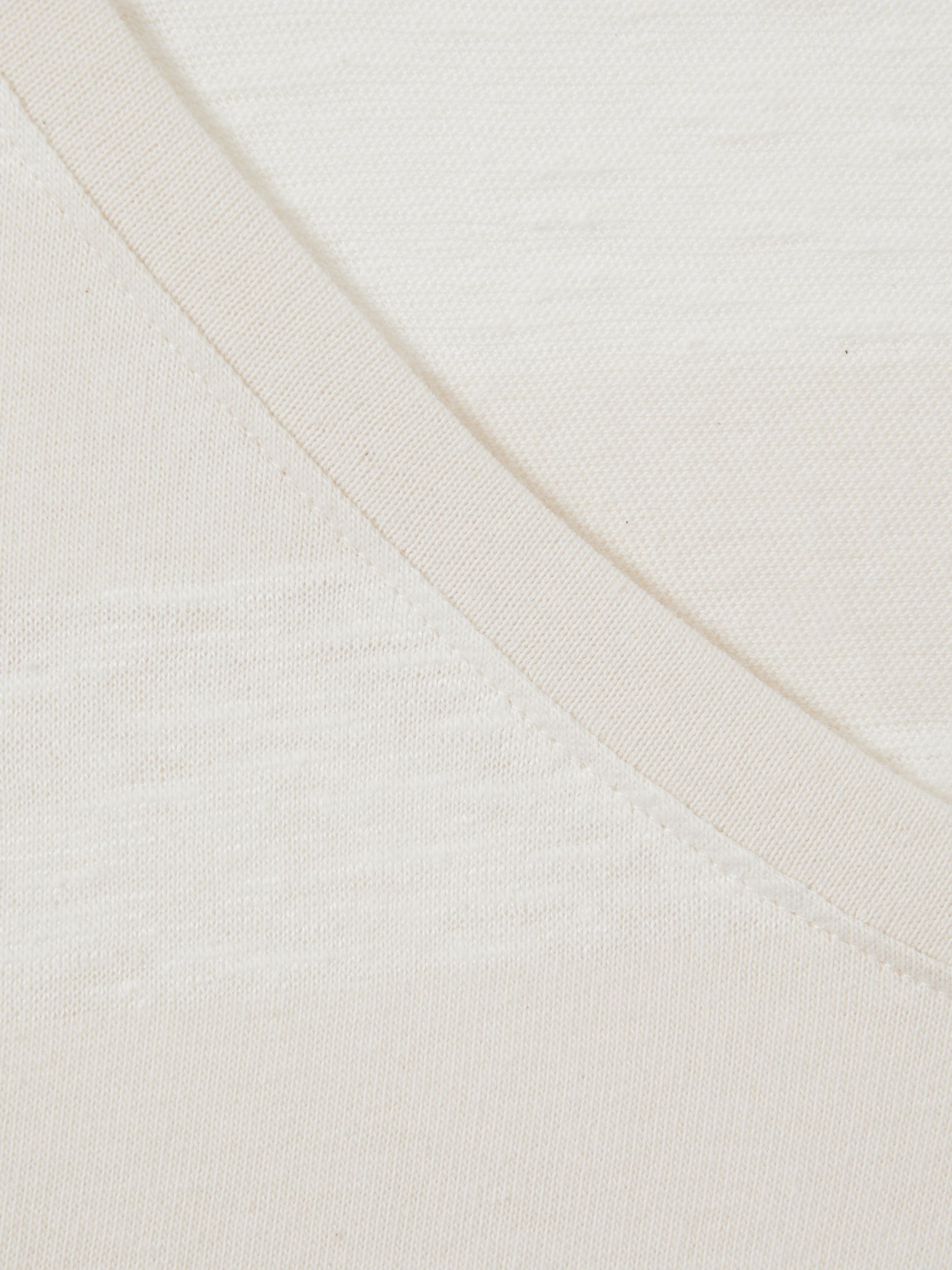 Linen-Cotton Striped V-Neck T-Shirt in Neutral/Ivory - Image 5 of 5