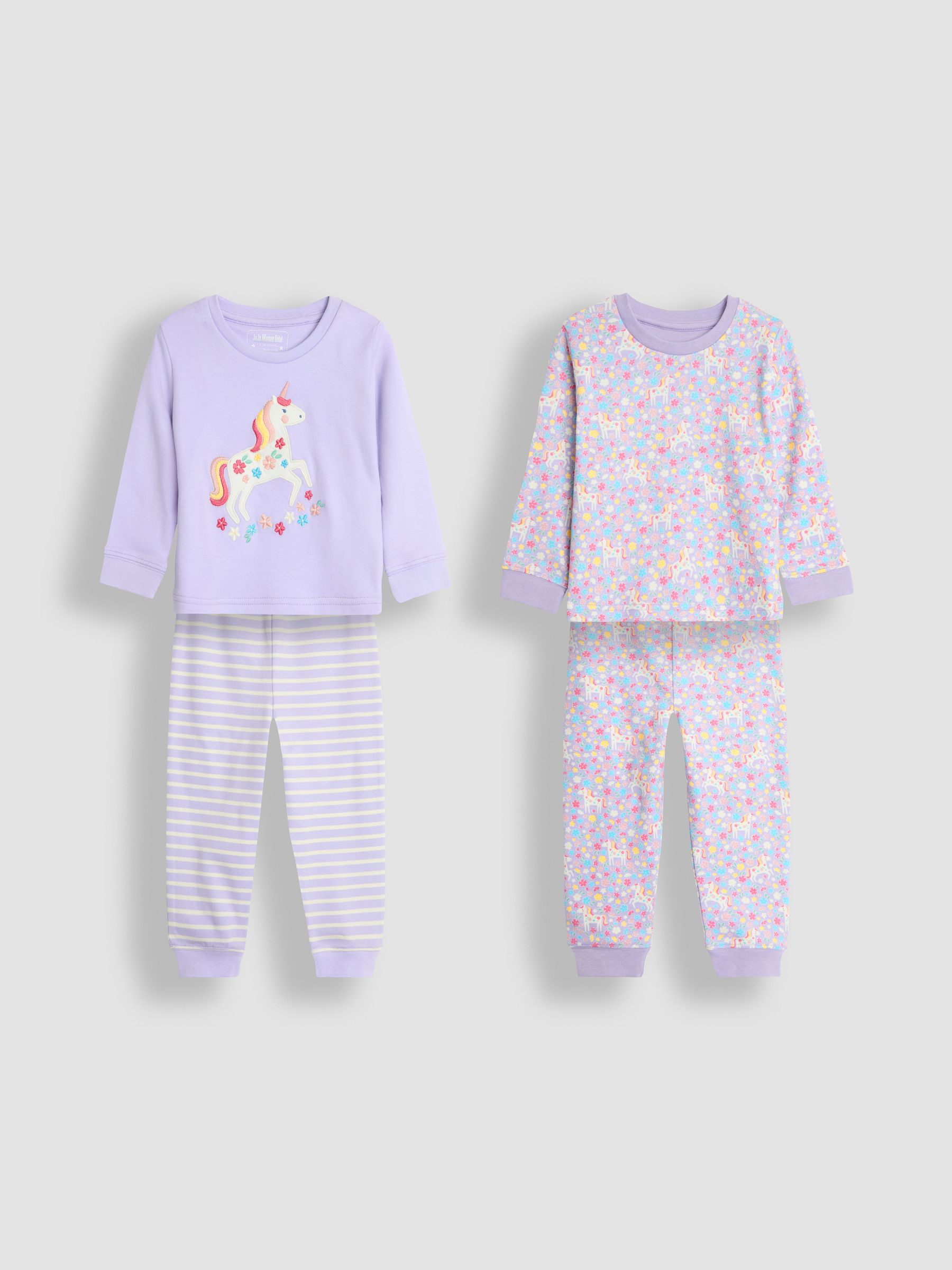 Lilac 2-Pack Unicorn Jersey Pyjamas - Image 1 of 9