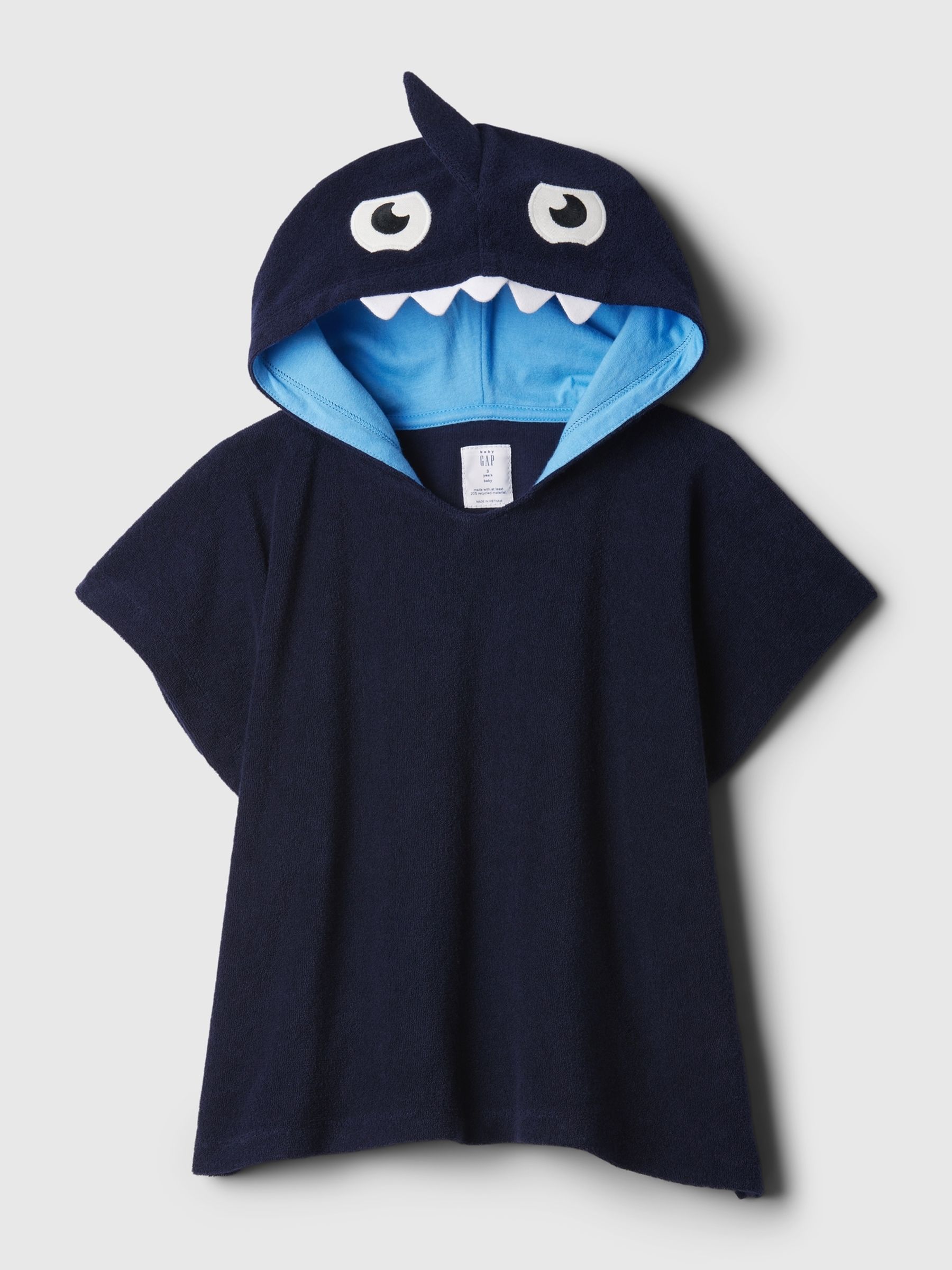 Blue Towel Terry Shark Sleevless Swim Cover-Up (12mths-5yrs) - Image 1 of 1