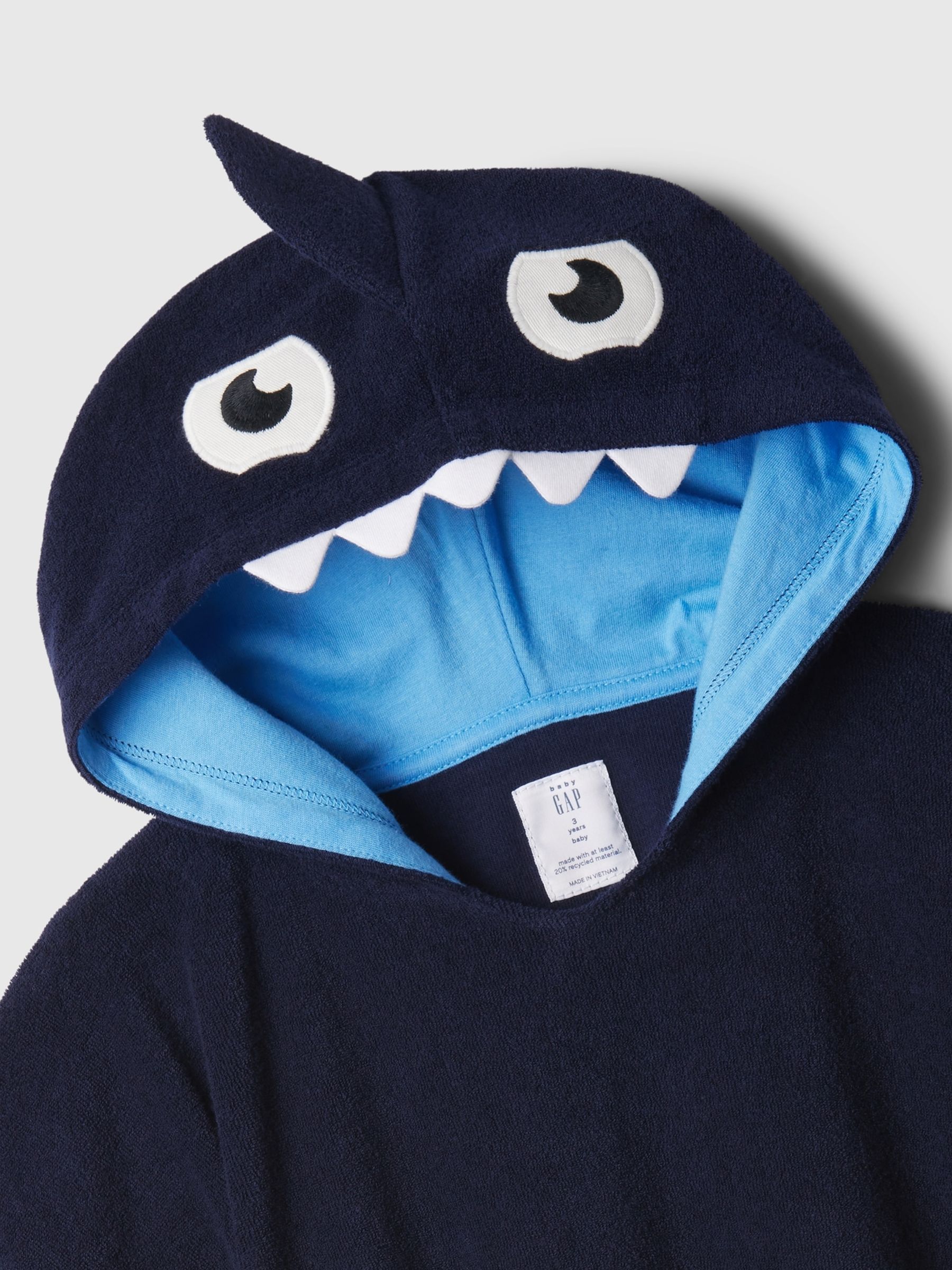 Blue Towel Terry Shark Sleevless Swim Cover-Up (12mths-5yrs) - Image 3 of 3