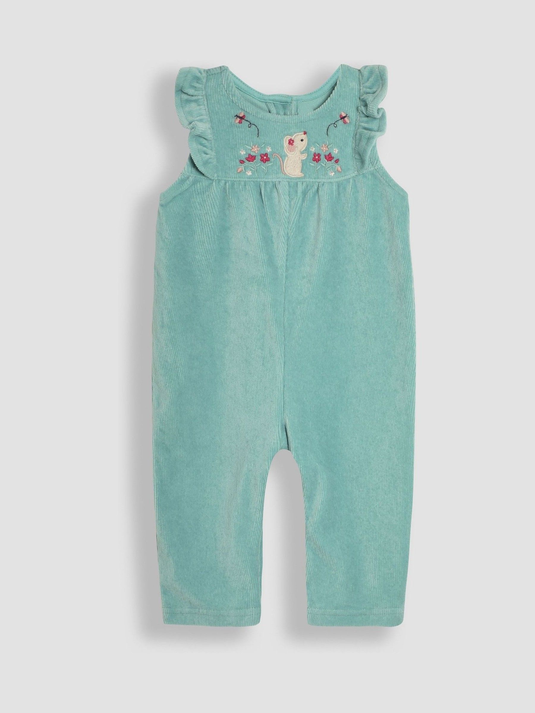 Duck Egg Mouse Appliqué Velour Dungarees and Top Set - Image 2 of 7