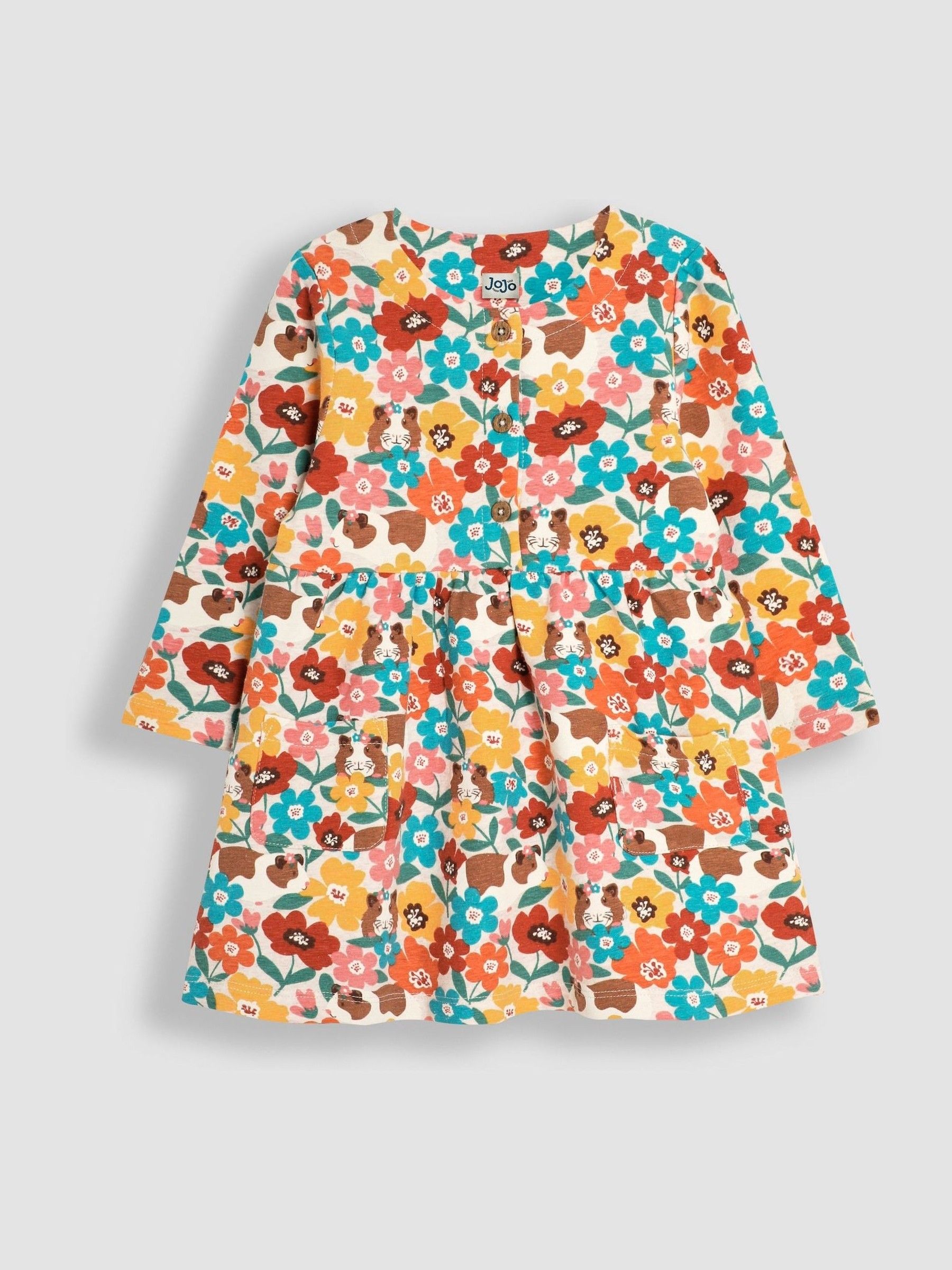 Mustard Guinea Pig Floral Button Front Dress - Image 1 of 3