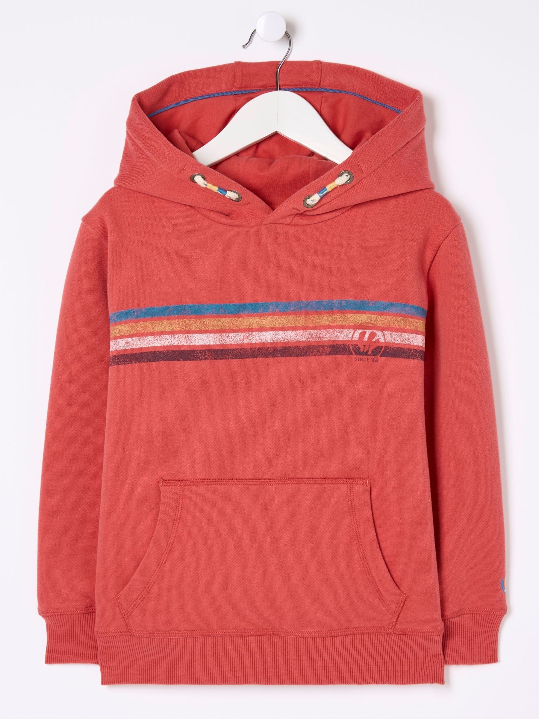 Red Chest Stripe Popover Hoodie - Image 4 of 4 Red Chest Stripe Popover Hoodie - Image 4 of 4