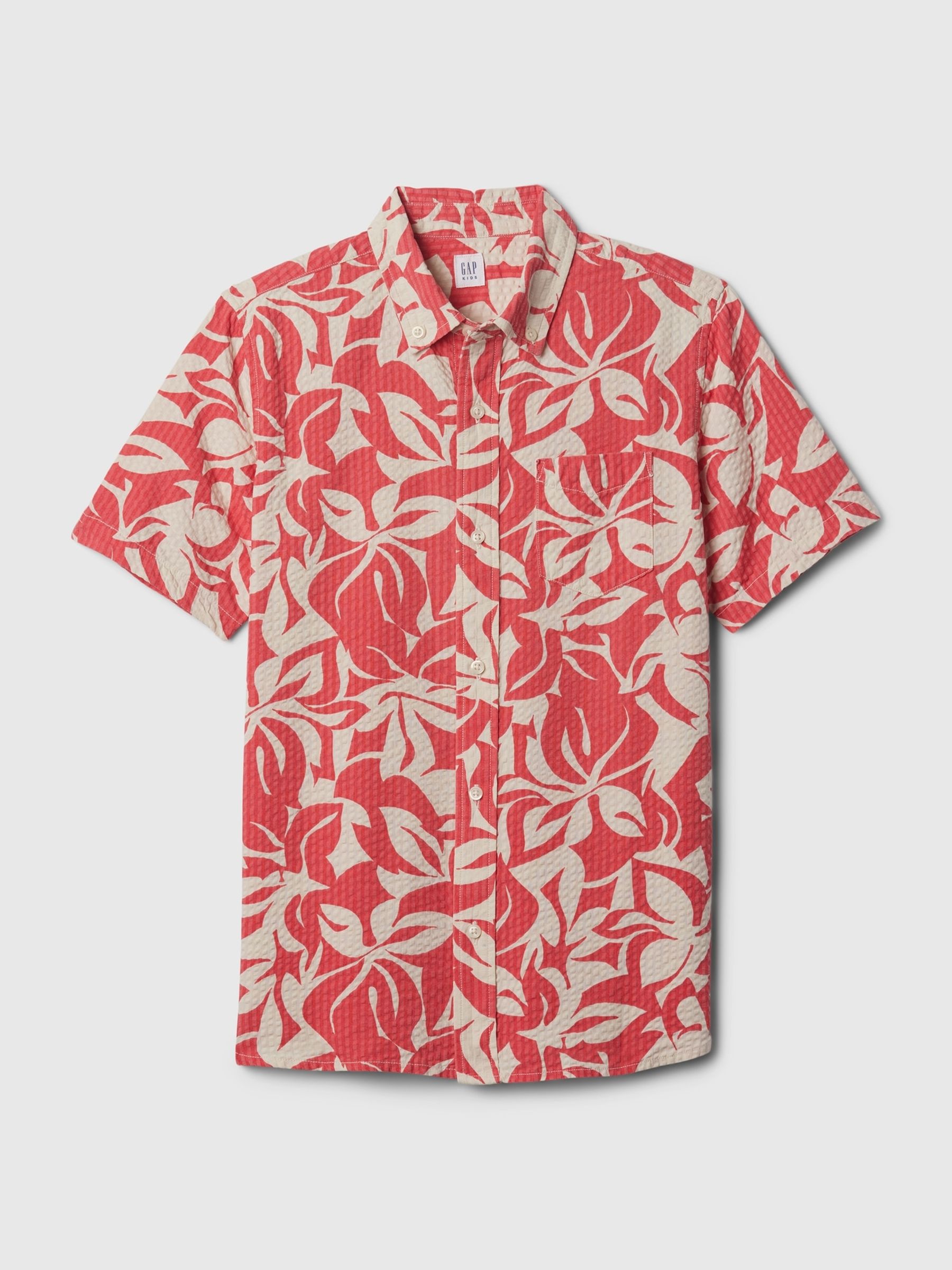 Red Cotton Floral Short Sleeve Shirt (4-13yrs) - Image 5 of 5