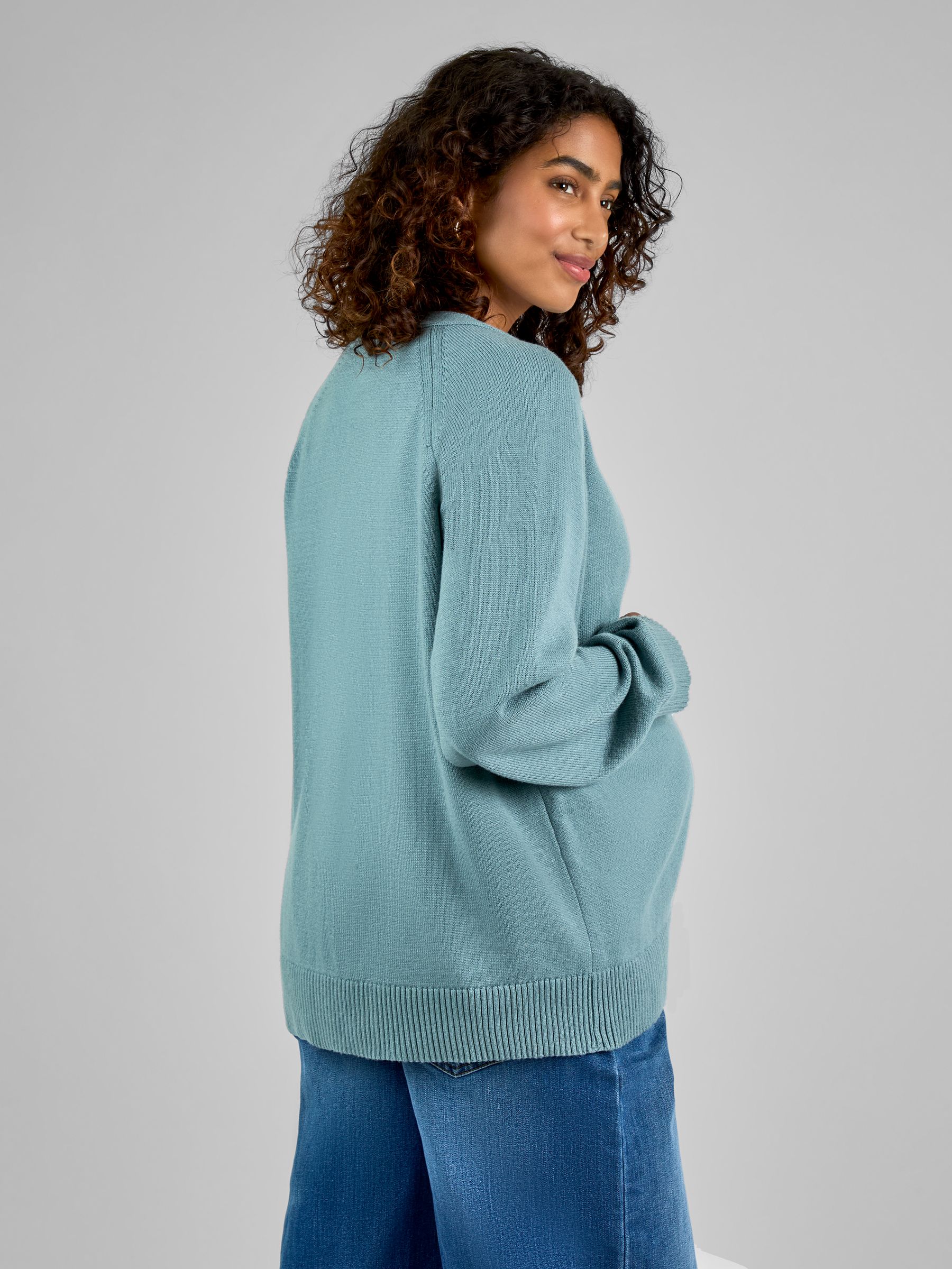 Sage Green Buttoned Maternity Cardigan - Image 2 of 5