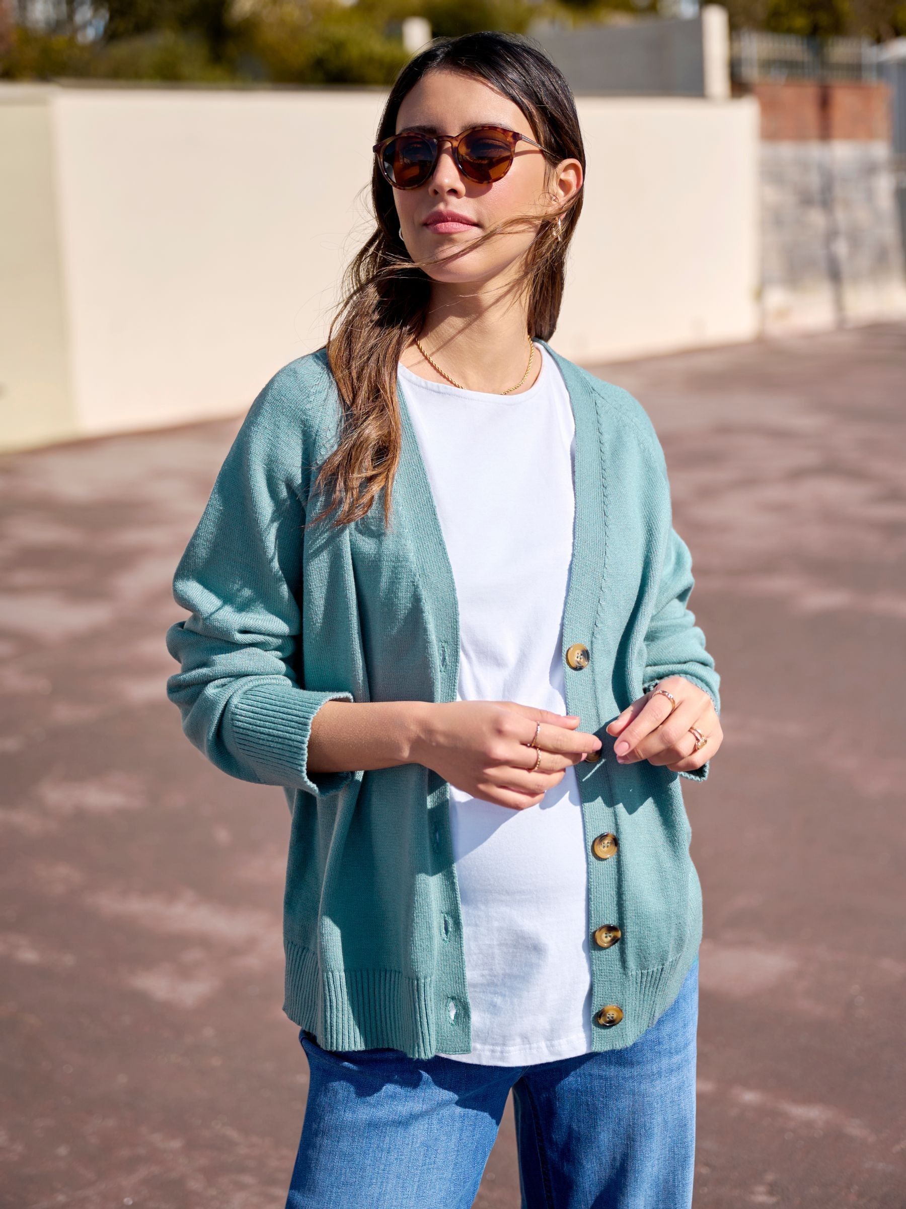 Sage Green Buttoned Maternity Cardigan - Image 5 of 5