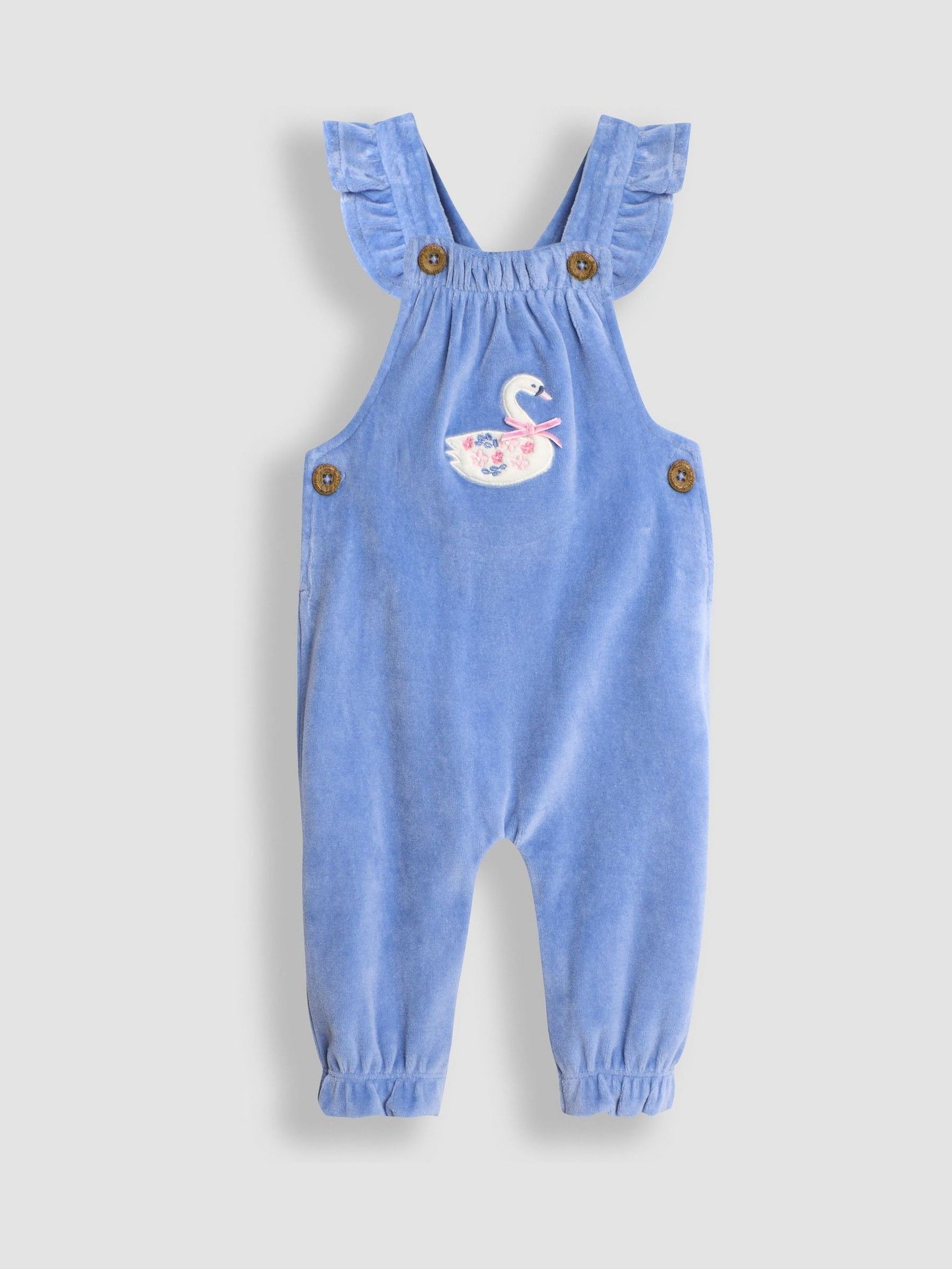 Blue Swan Appliqué Velour Dungarees and Top Set - Image 4 of 8