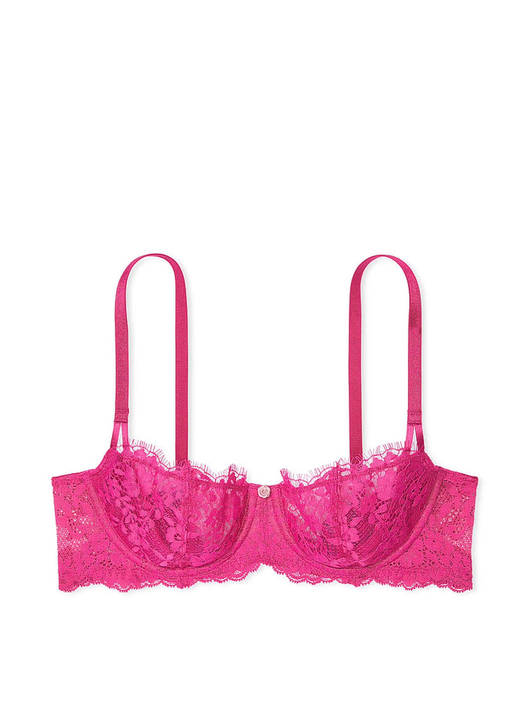 Luscious Rose Pink Lace Unlined Balcony Bra - Image 3 of 3