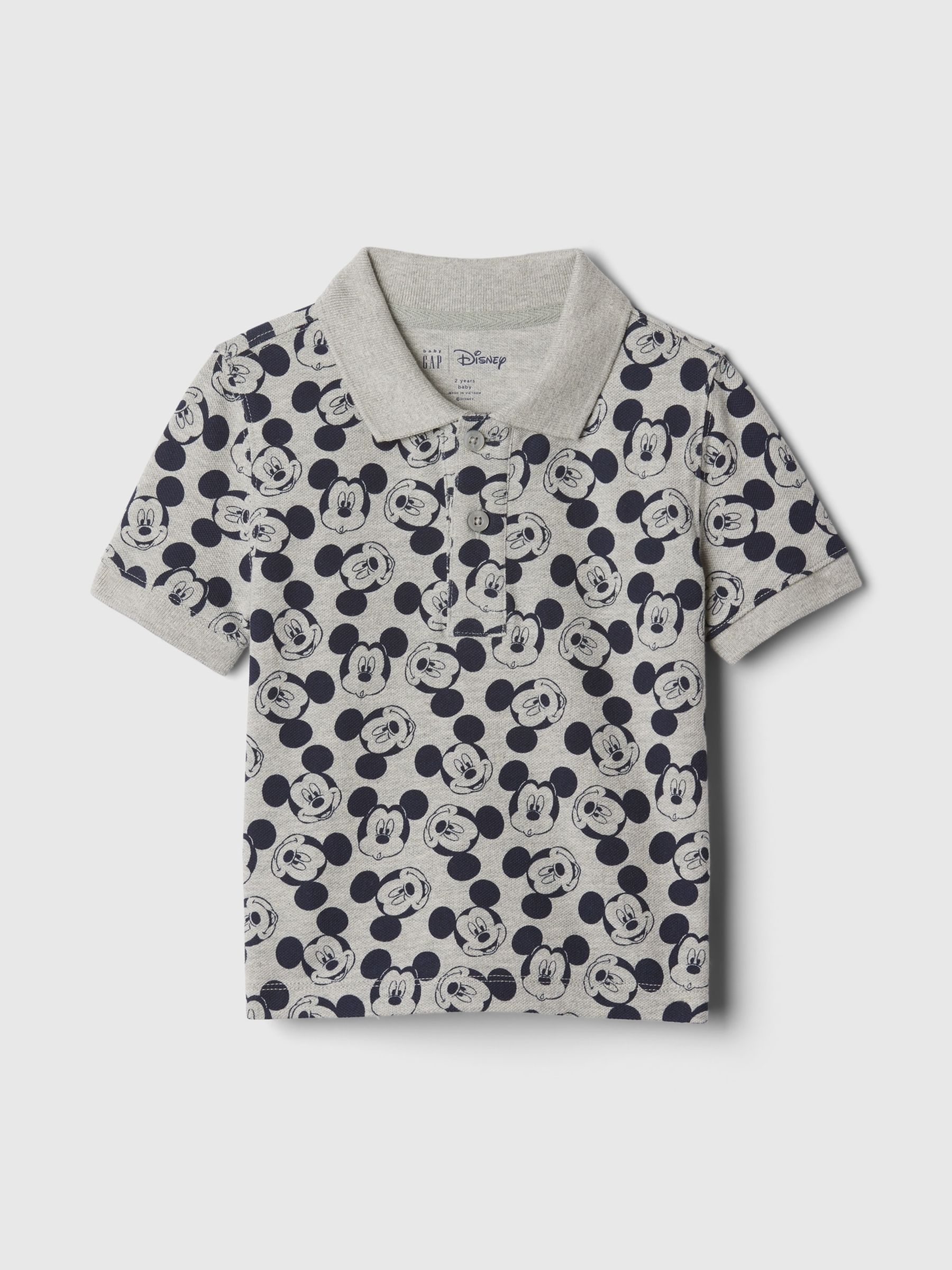 Grey Disney Mickey Mouse Graphic Short Sleeve Polo Shirt (12mths-5yrs) - Image 1 of 3