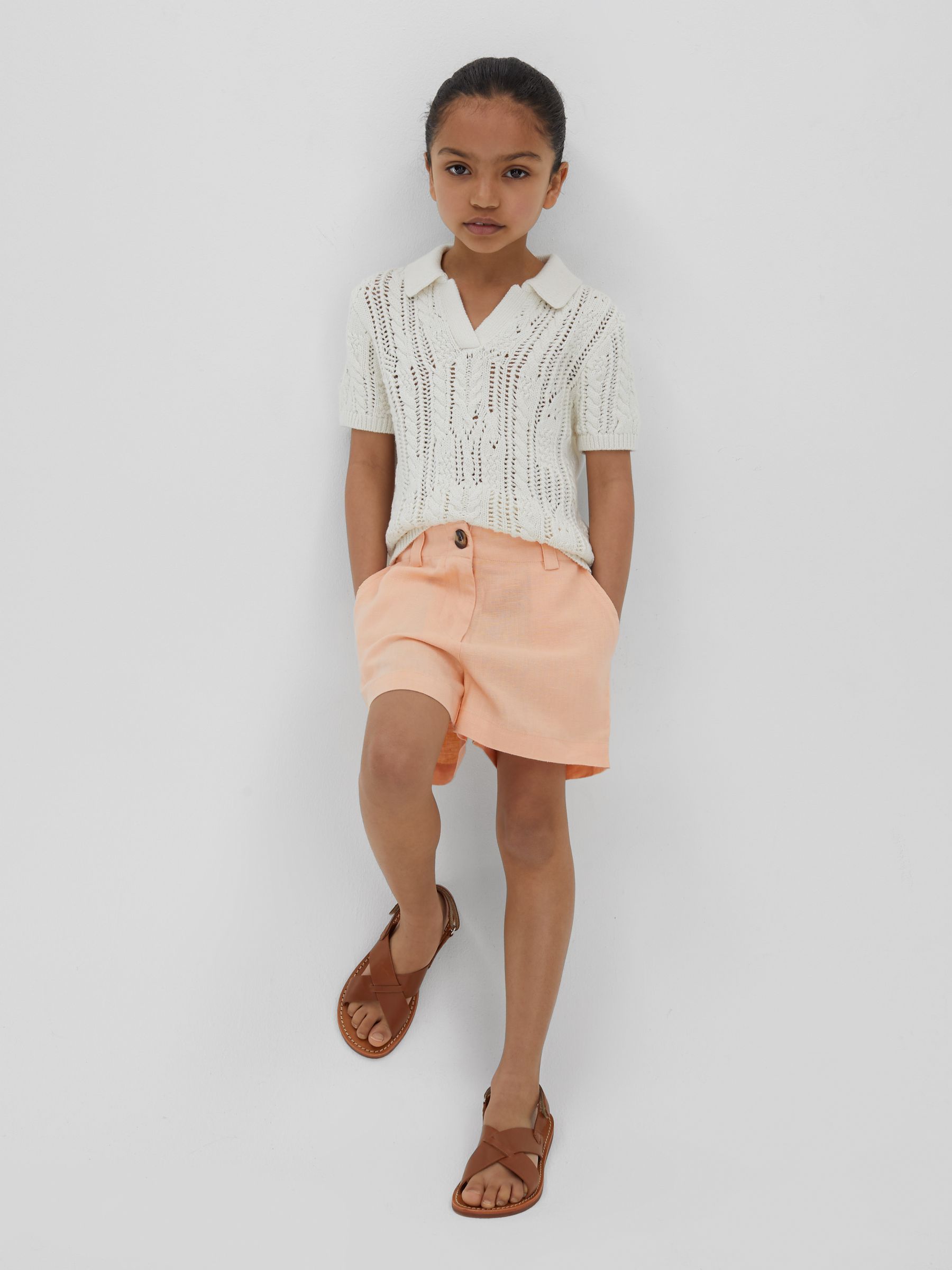 13-14 yrs Linen Loose Fit Shorts in Apricot - Image 2 of 4