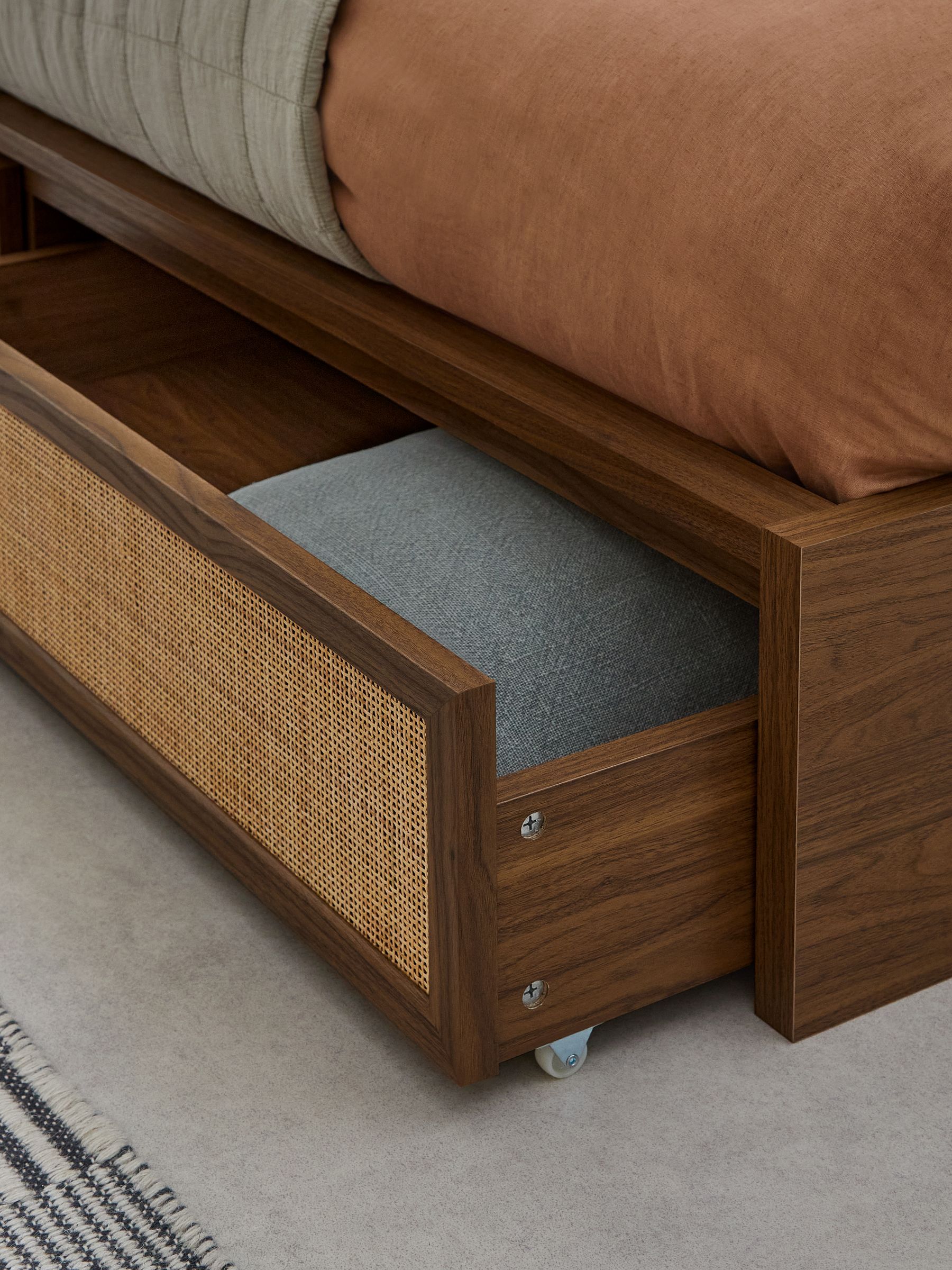 Pavia Rattan Platform Storage Bed in Dark Oak Effect - Image 3 of 4