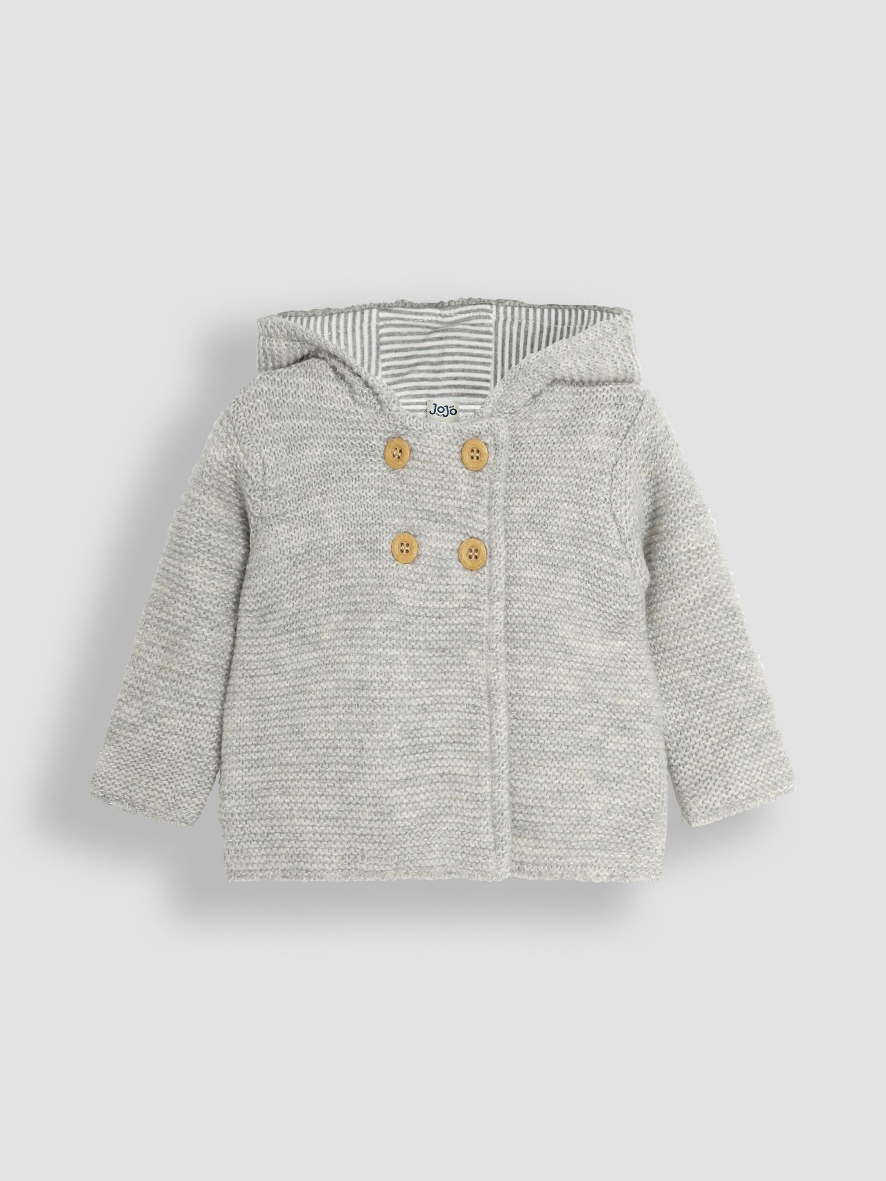 Grey Marl Bear Hooded Baby Cardigan - Image 1 of 3