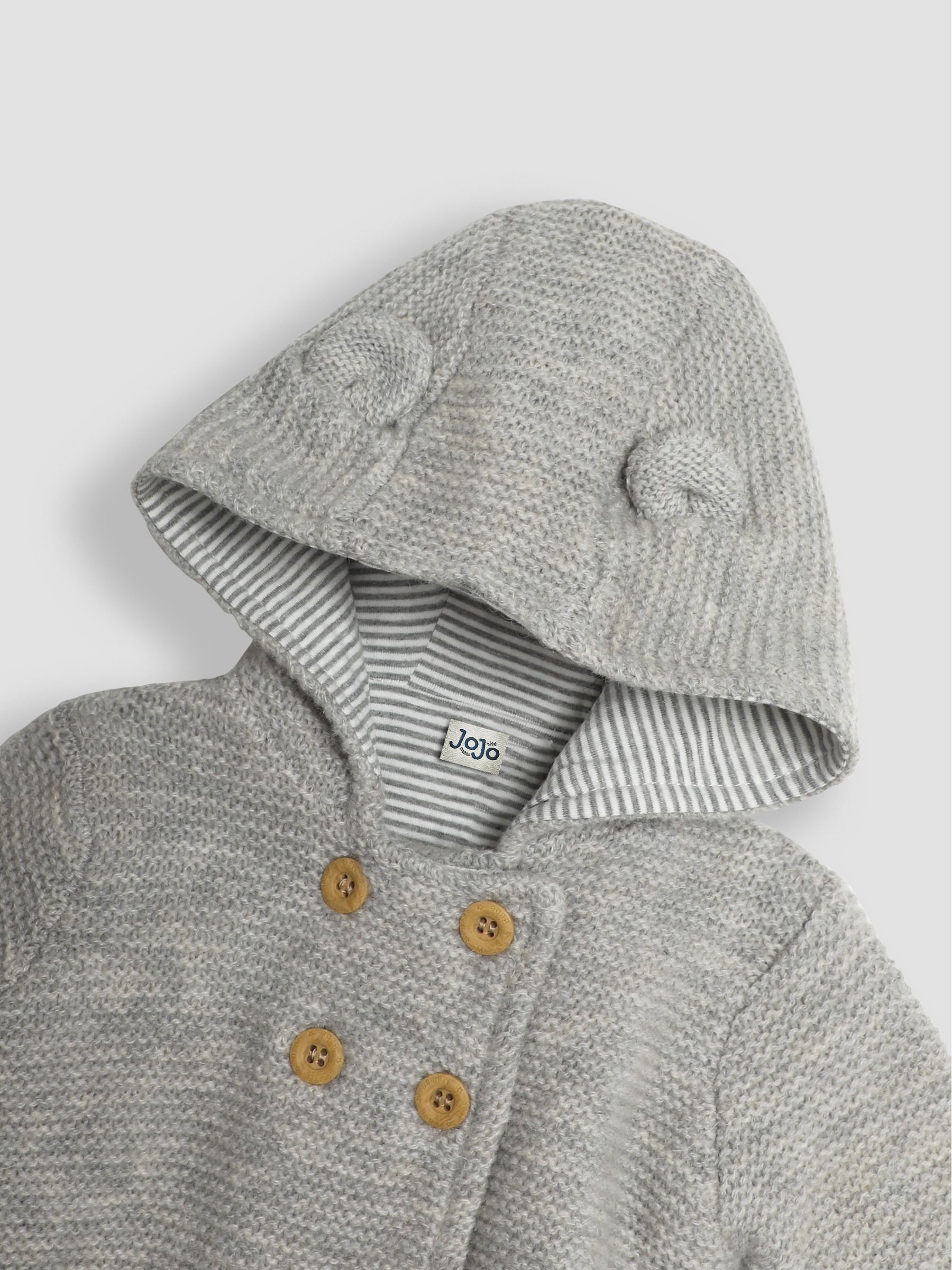 Grey Marl Bear Hooded Baby Cardigan - Image 3 of 3