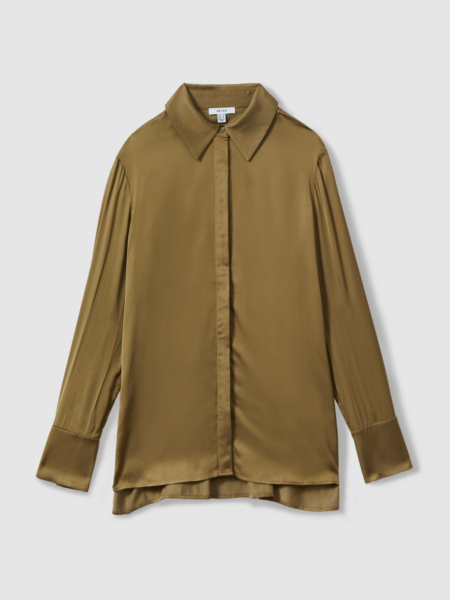 Fitted Layered Cuff Shirt in Khaki - Image 2 of 5