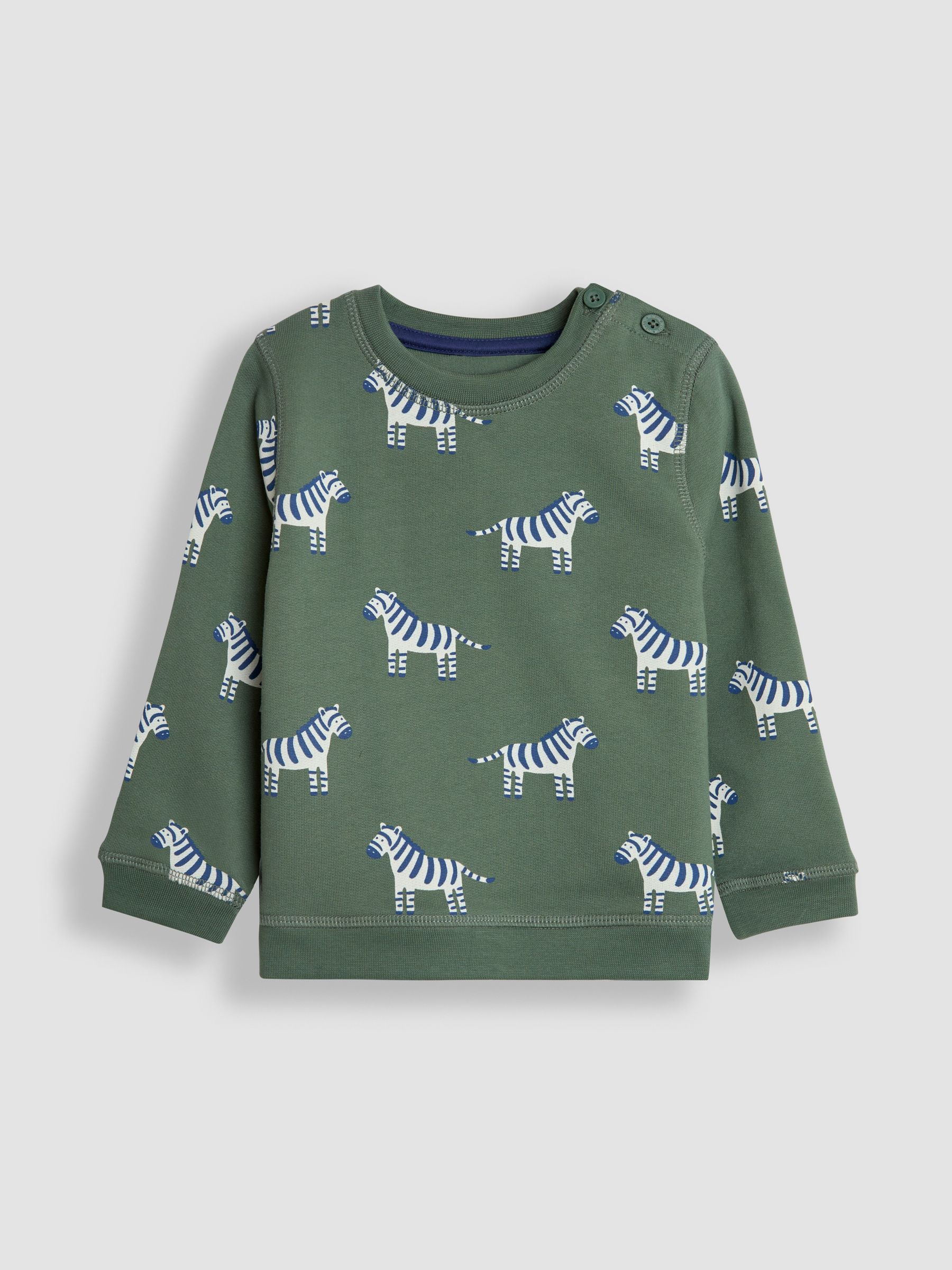 Khaki Green Zebra Construction Vehicle Print Sweatshirt - Image 1 of 3