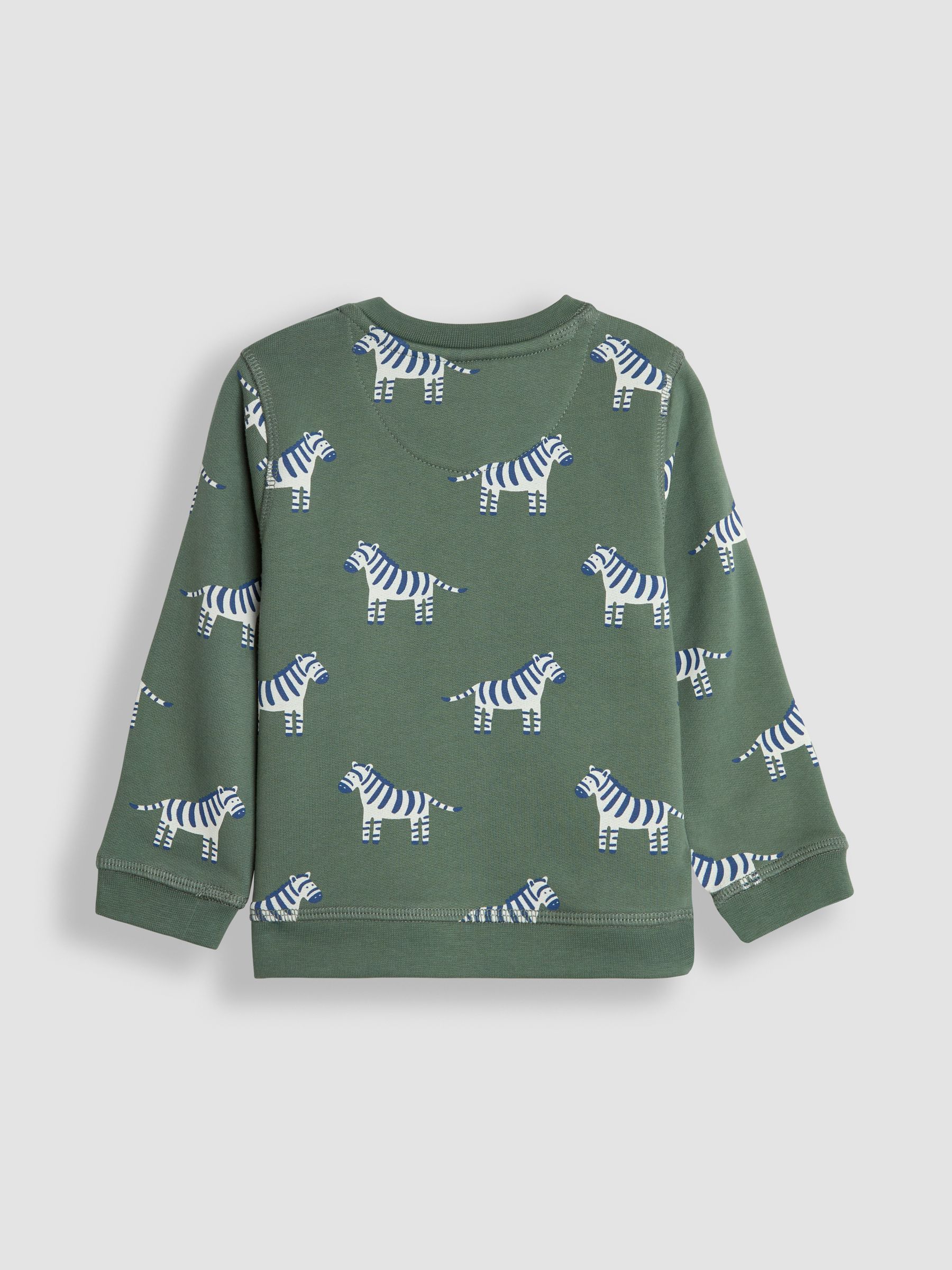 Khaki Green Zebra Construction Vehicle Print Sweatshirt - Image 2 of 3