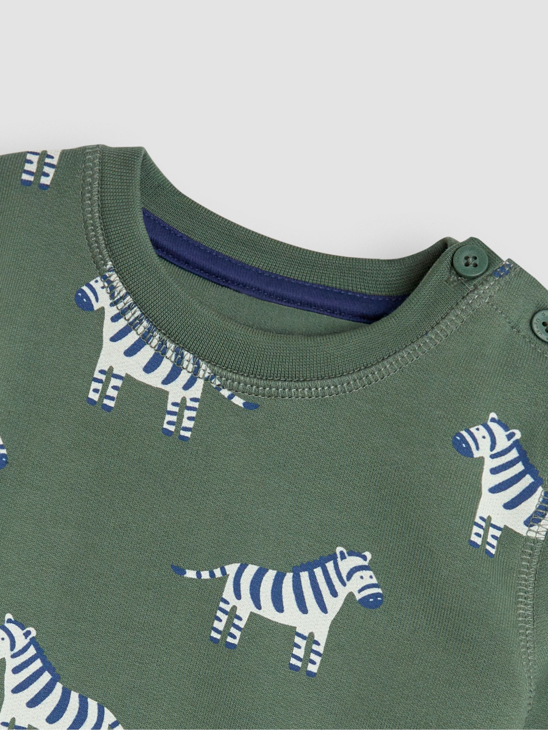 Khaki Green Zebra Construction Vehicle Print Sweatshirt - Image 3 of 3
