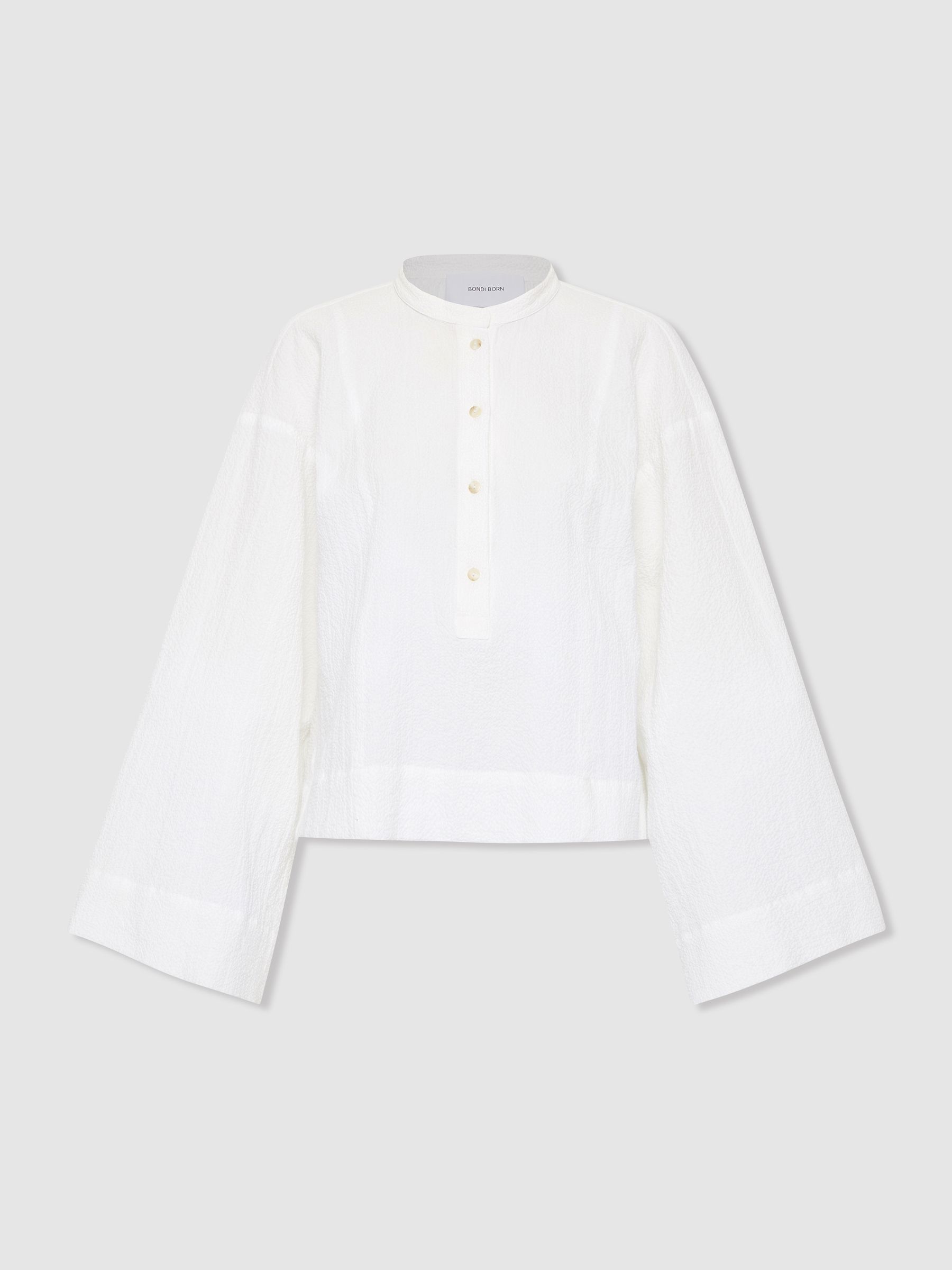 Bondi Born Hastings Relaxed Cotton Blend Shirt in White - Image 1 of 5