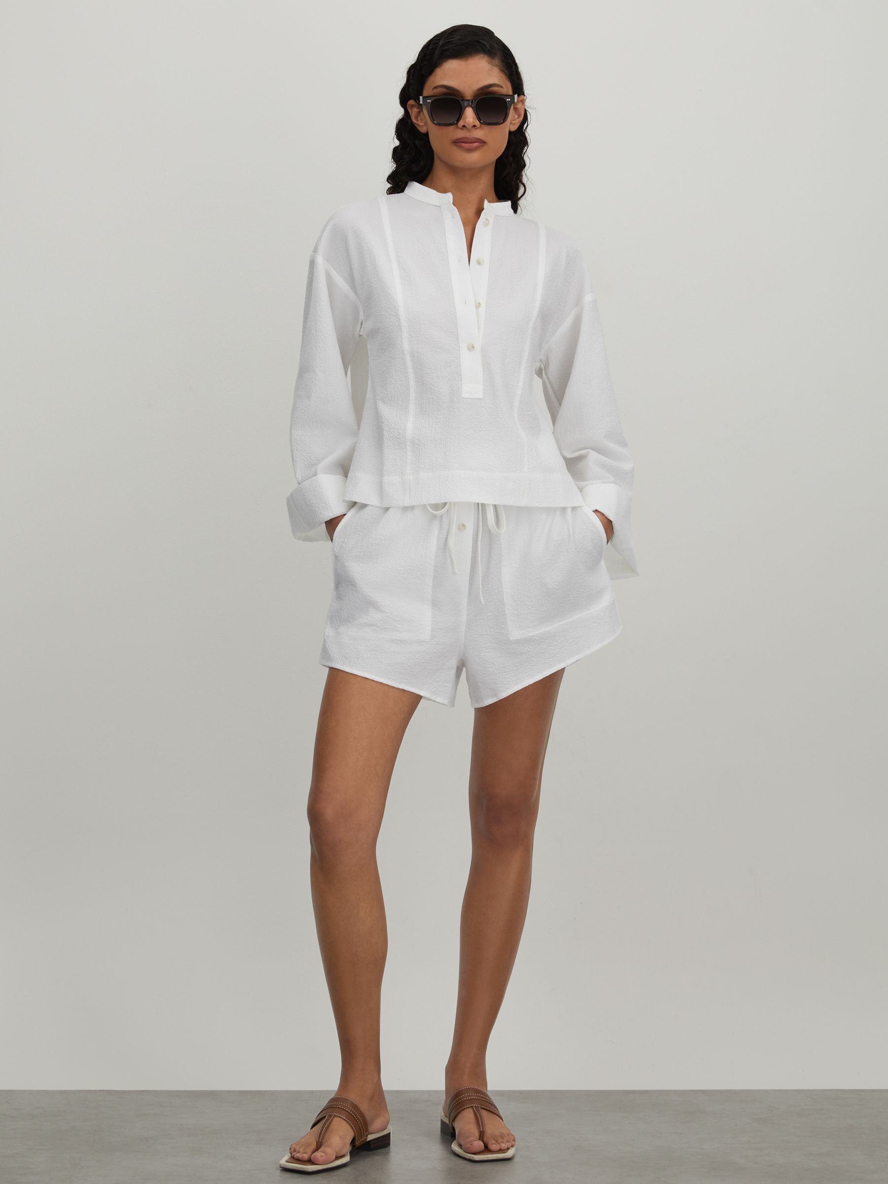 Bondi Born Hastings Relaxed Cotton Blend Shirt in White - Image 3 of 5