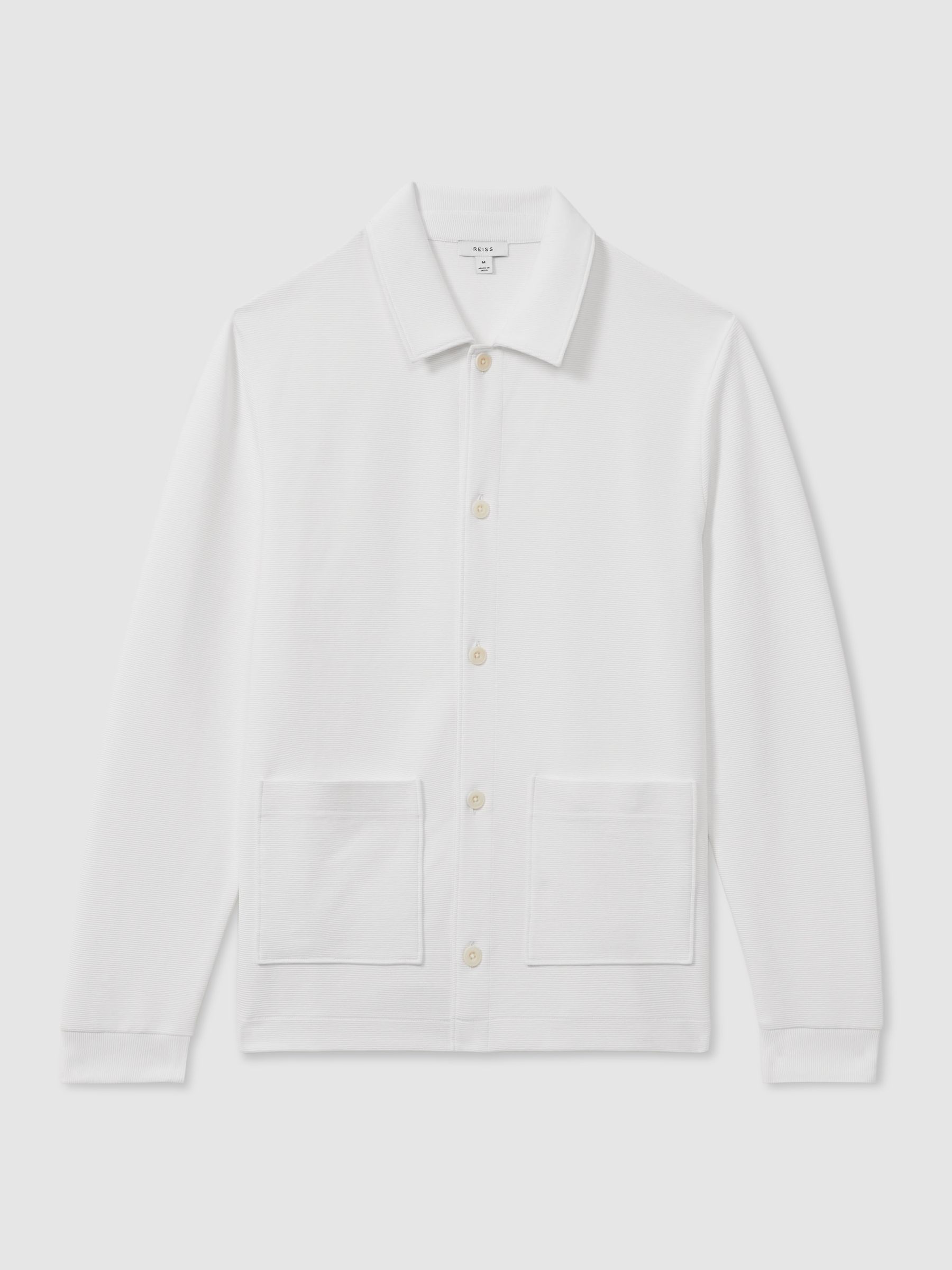 Flippo Off White Ribbed Cotton Blend Knitted Overshirt - Image 2 of 7