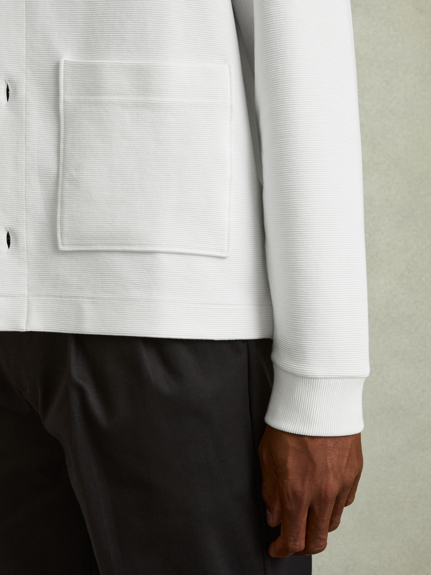 Flippo Off White Ribbed Cotton Blend Knitted Overshirt - Image 3 of 7