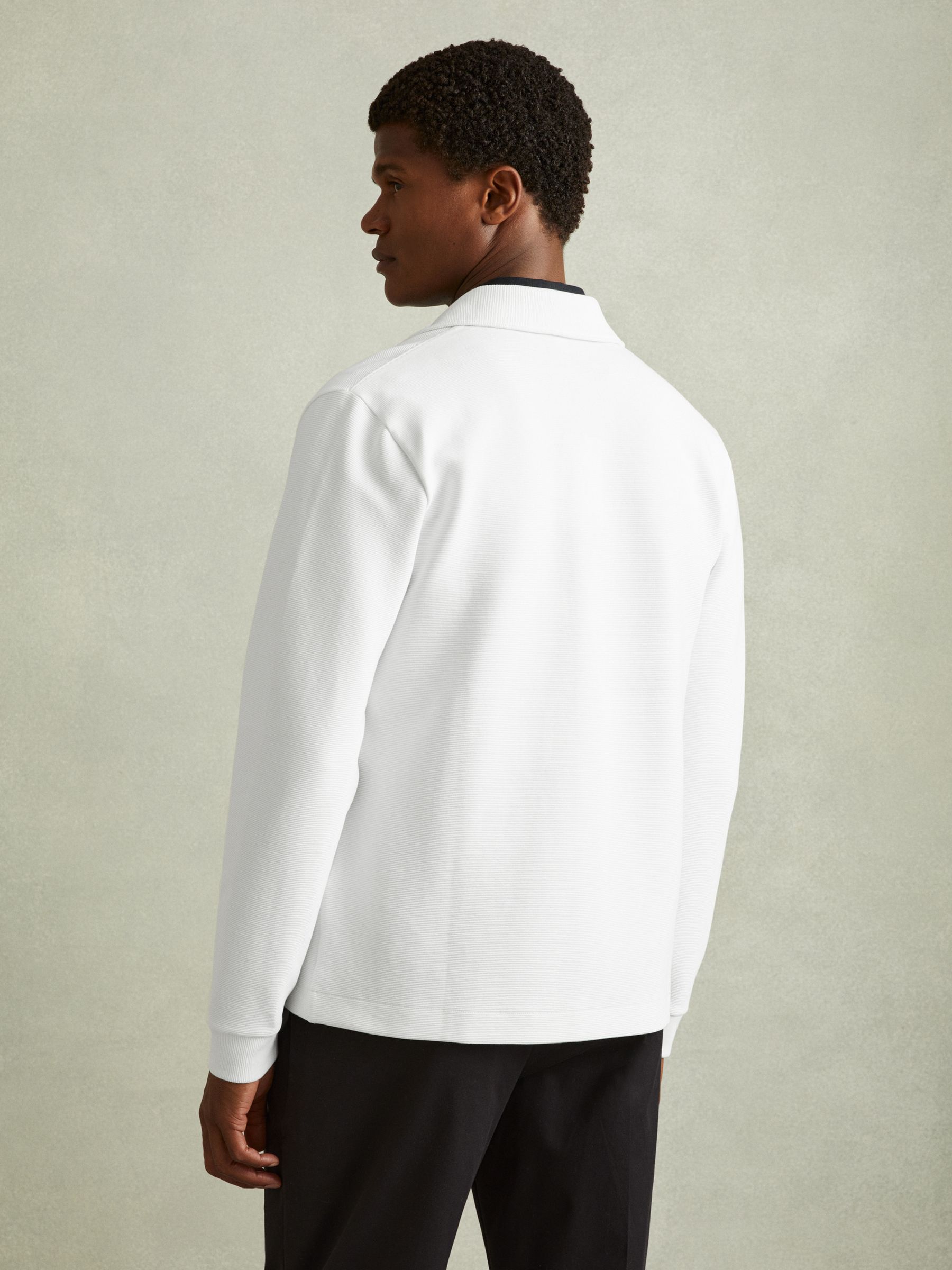 Flippo Off White Ribbed Cotton Blend Knitted Overshirt - Image 4 of 7