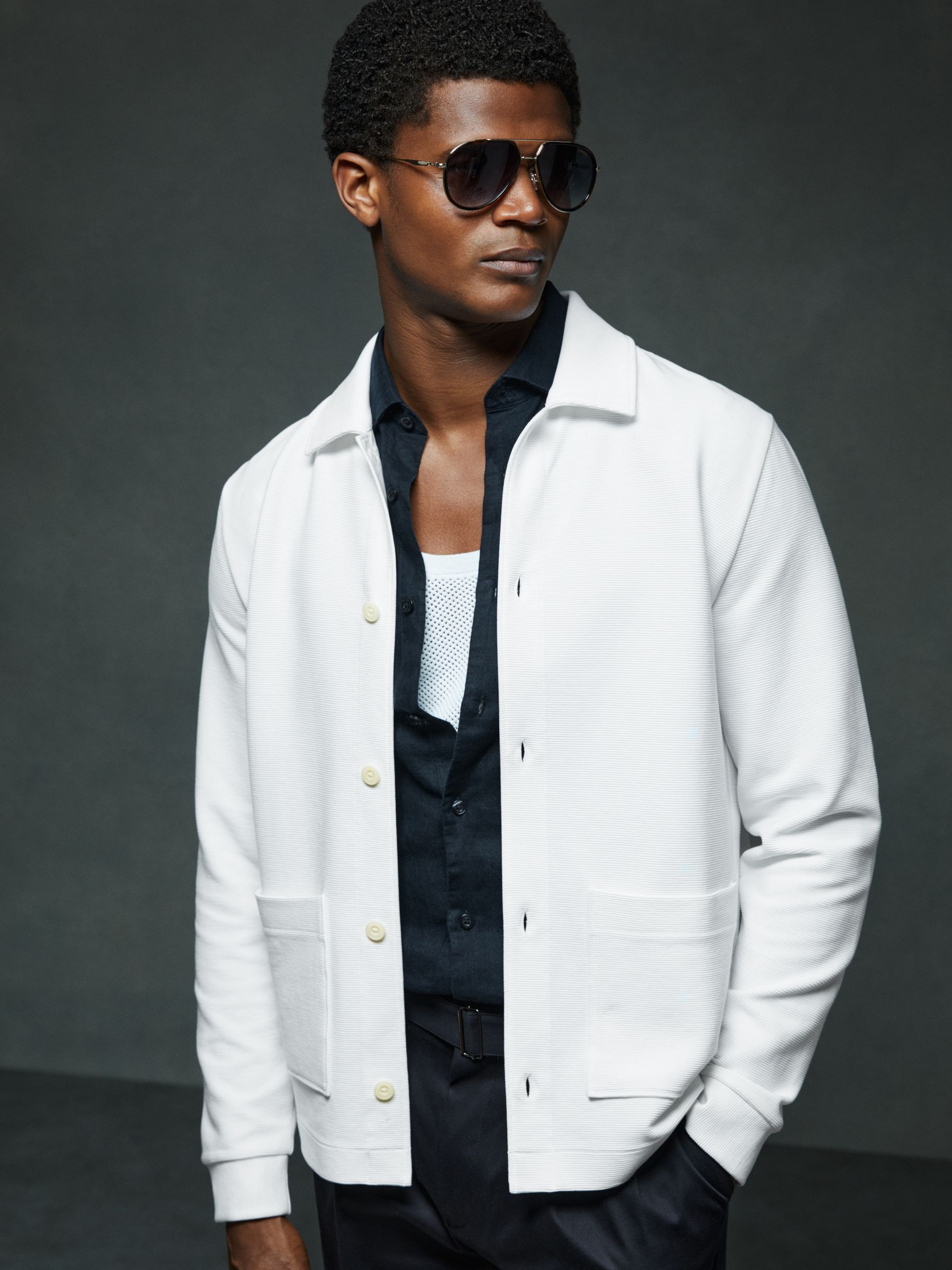 Flippo Off White Ribbed Cotton Blend Knitted Overshirt - Image 5 of 7