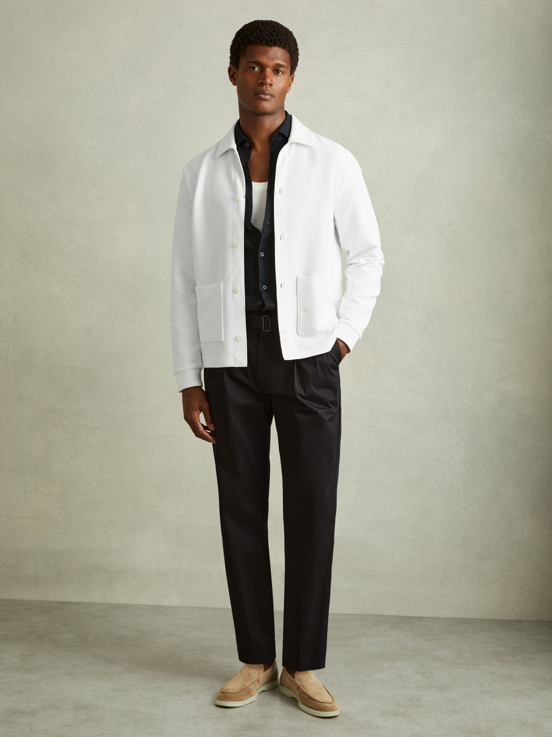 Flippo Off White Ribbed Cotton Blend Knitted Overshirt - Image 6 of 7