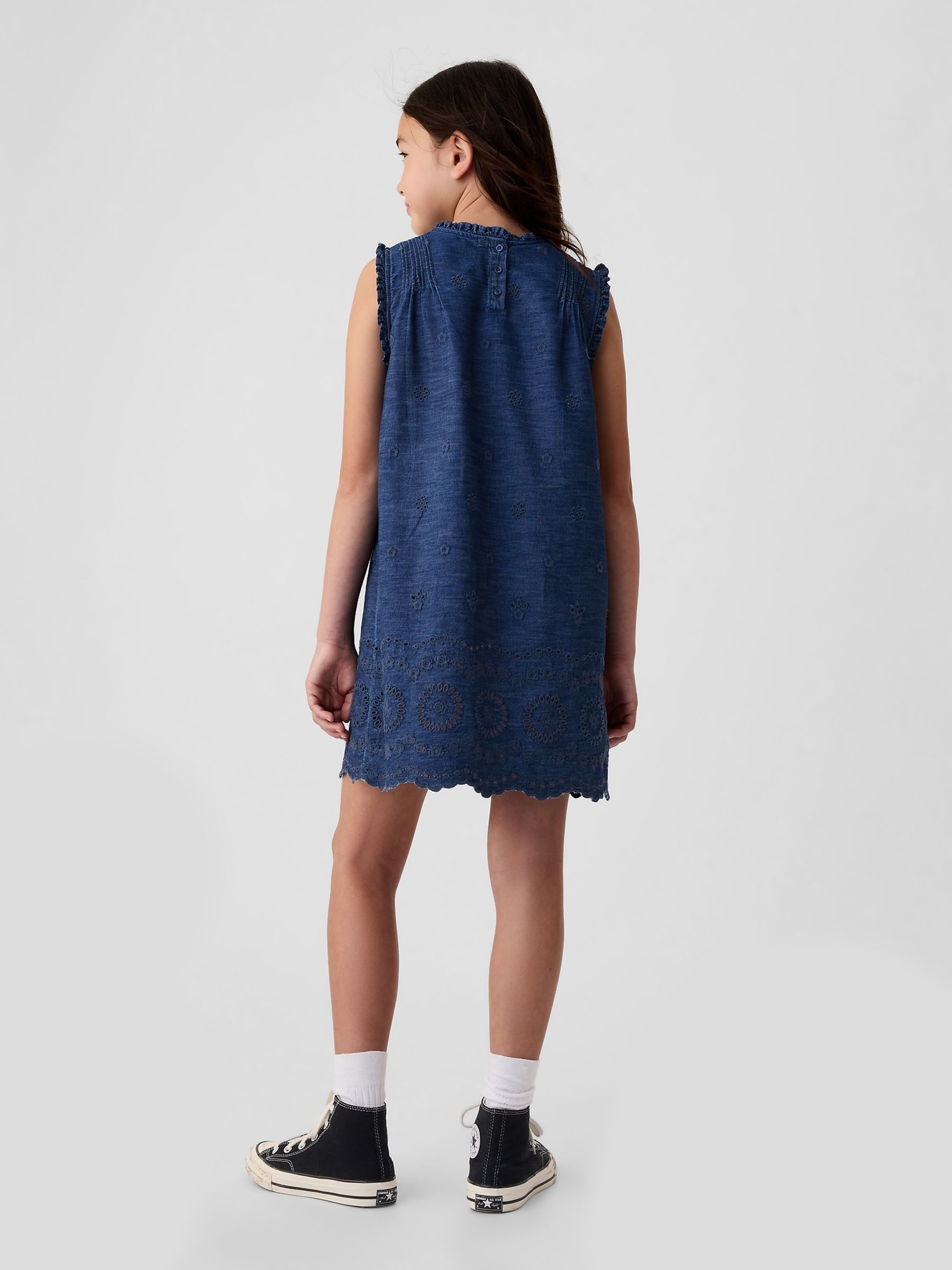 Blue DÔEN Eyelet Denim Dress (Kids) - Image 2 of 4