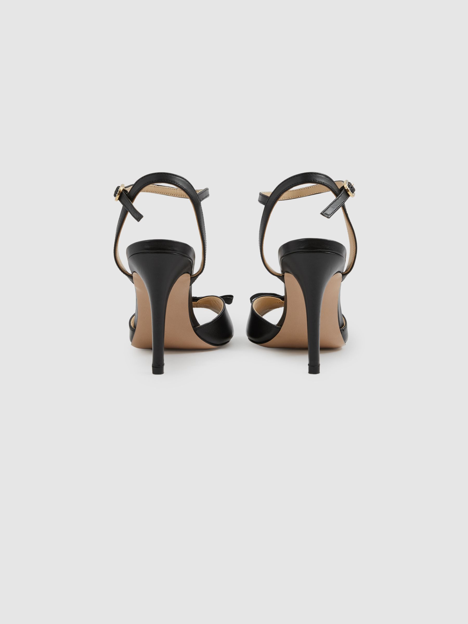 Camilla Elphick Black Leather Open-Toe Heels - Image 3 of 4