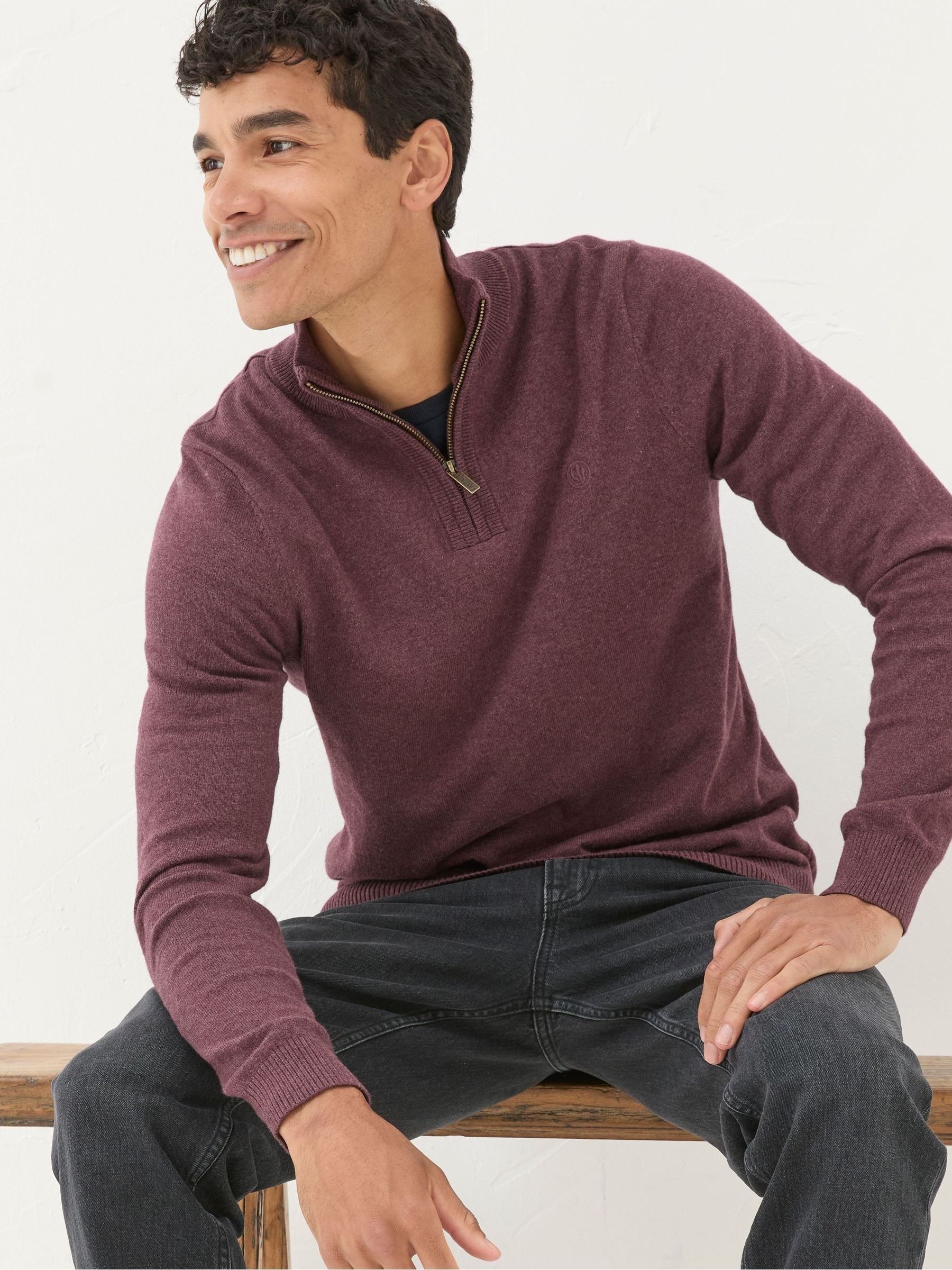 Rye Burgundy Red Half-Neck Jumper - Image 1 of 6
